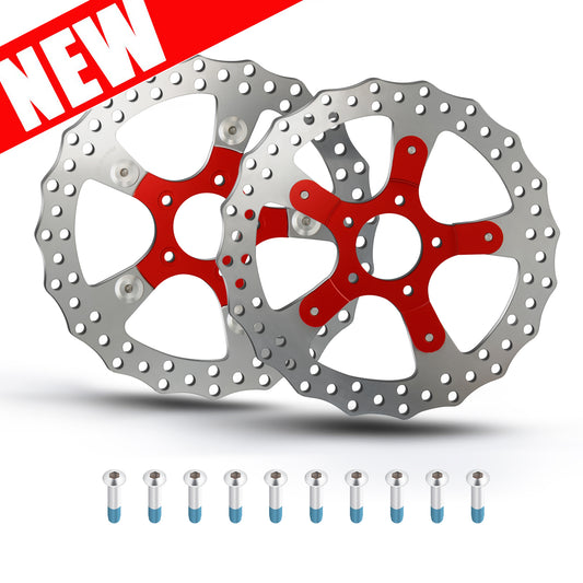 MoKitDora 11.8" Front Brake Double Disc Rotors for Harley 2008-up Touring Electra Glide Road Glide Ultra Limited Trike Freewheeler Models Hand-polished, Red