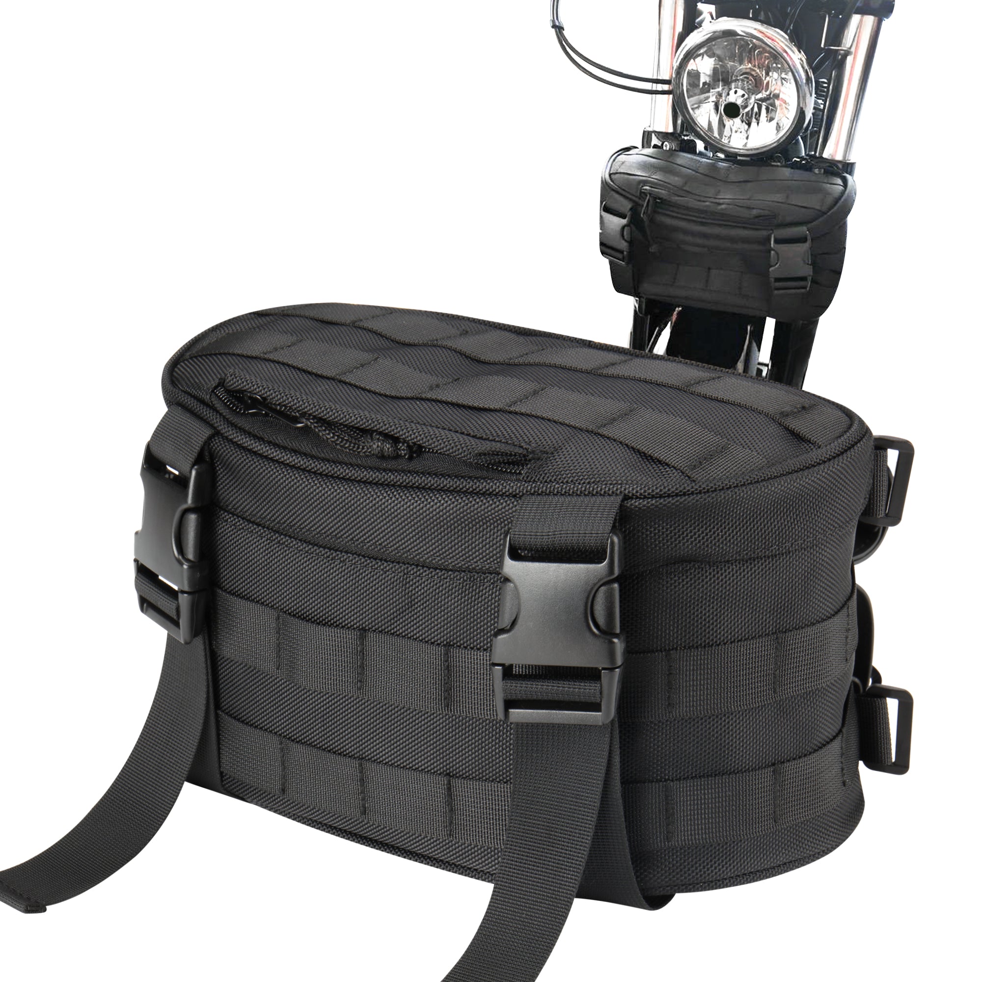 Motorcycle Bag, Universal Motorcycle Handlebar Bag Front Fork Storage Saddle Bag Fit for Harley Touring Softail Dyna Sportster