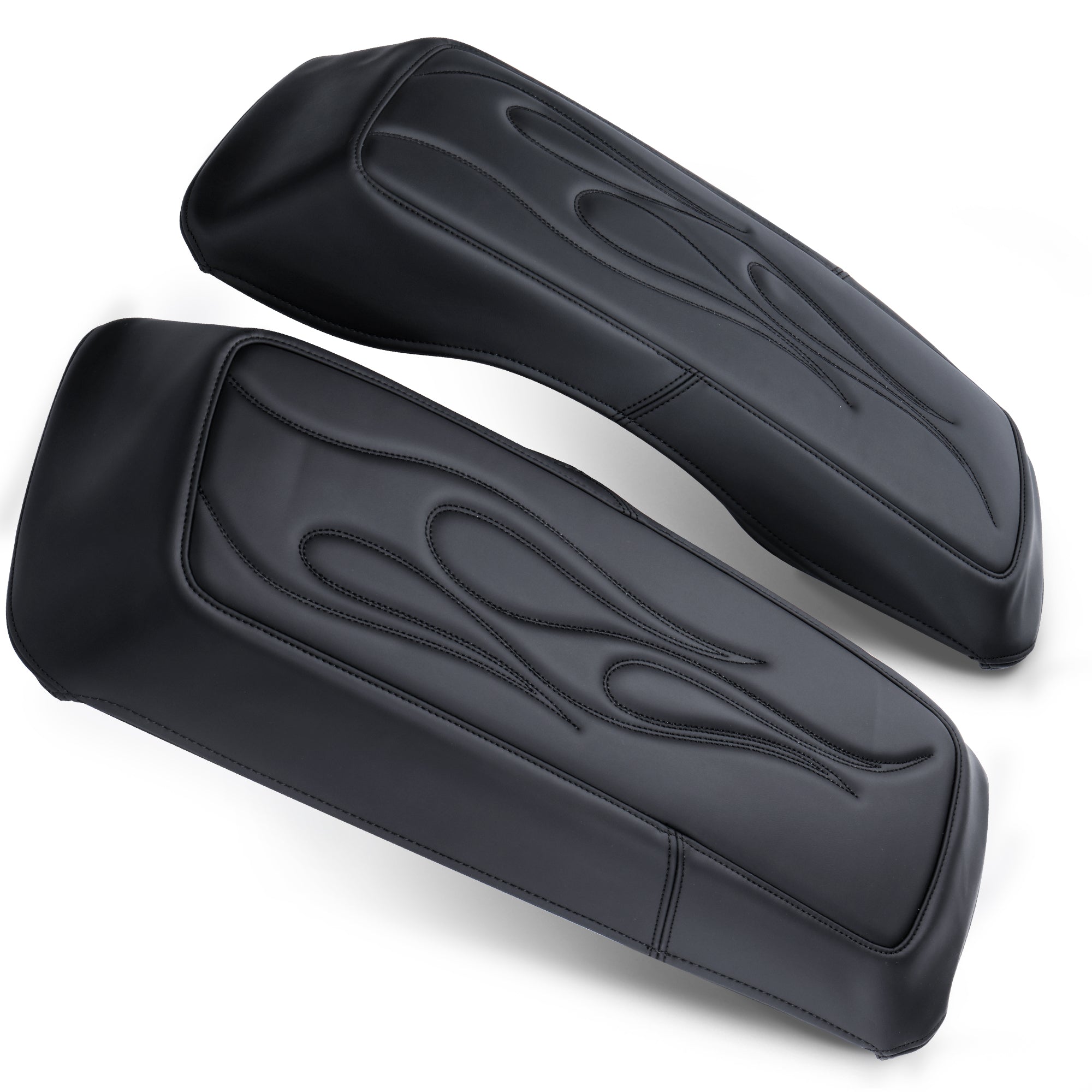 MoKitDora Saddlebag Lid Bra Covers Microfiber Leather Compatible with 1993-2013 Harley Touring FL Road King Road Glide Electra Glide Street Glide, Flame Stitched