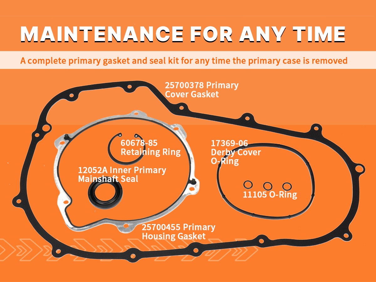 2017-up Touring M8 Primary Cover Gasket Seal Kit for Harley 2017-Up Milwaukee-8 Touring Street Glide/Road Glide/Road King/Electra Glide Ultra Limited Models