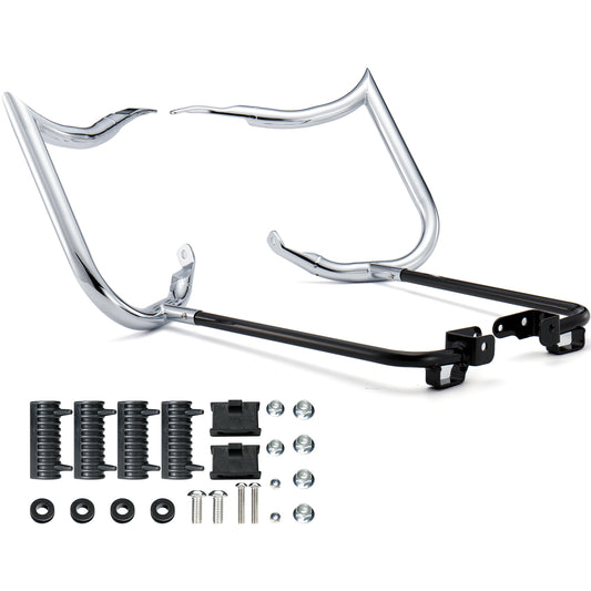 MoKitDora 1.25" Touring Rear Saddlebag Bracket Guard Bars Compatible with 2014-up Harley Street Road Electra Glide Road King Sharp, Chrome