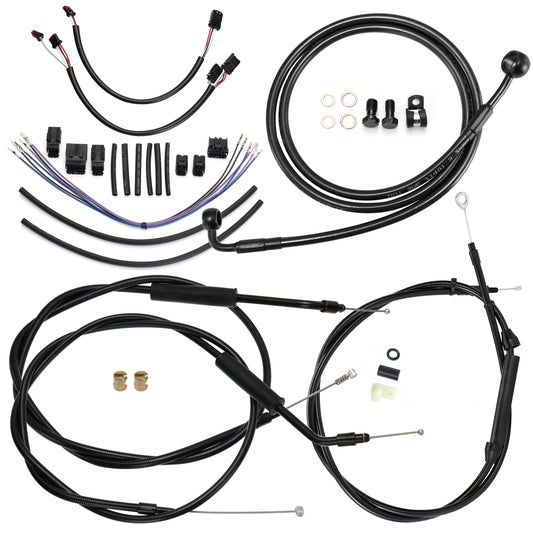 12"/14"/16" Handlebars Extended Wire Kit for Harley Softail 2011-2015 NO ABS Models, Complete Extension Wire Clutch Cable, Brake Line, ThrottleCable, CAN-Bus and Front Turn Signal Wire Harness