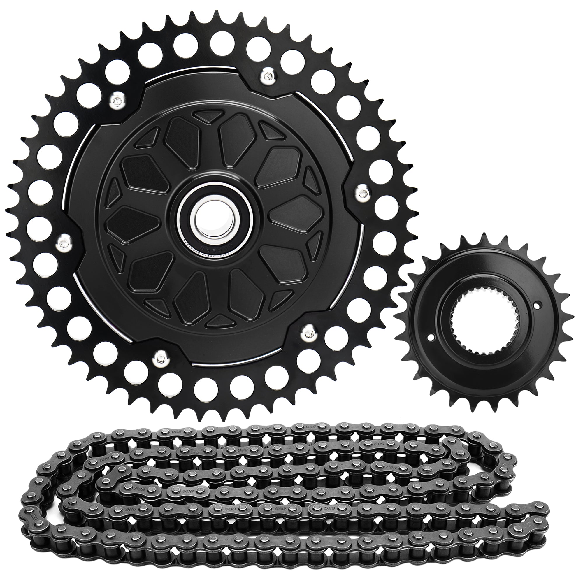 2009-up Touring Belt Drive to Chain Drive Conversion Kit, 25+53 Tooth Sprocket 120 Chain Drive Transmission for Harley Twin Cam M8 Road Glide Road King Street Glide Electra Glide, Black