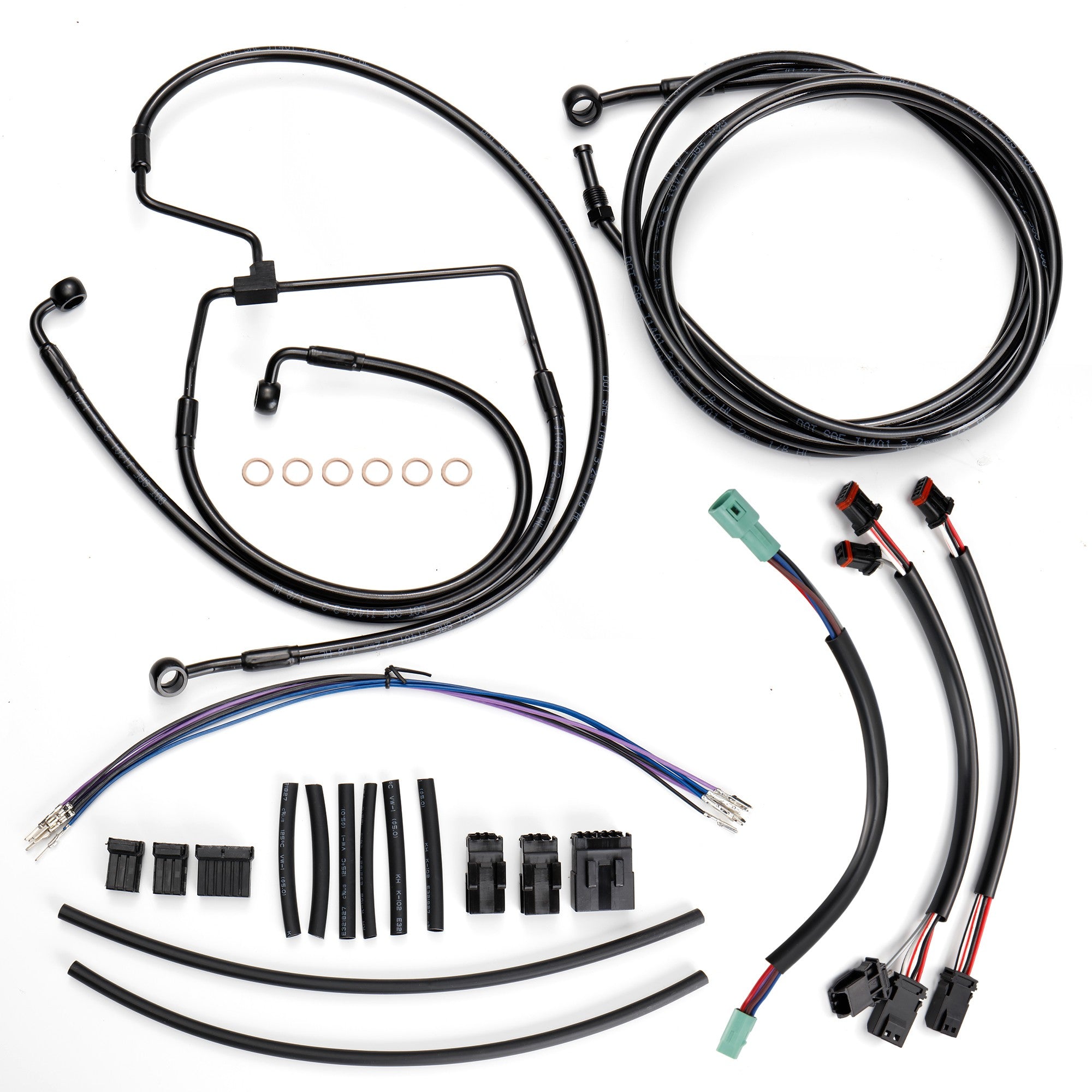 12/14/16 Inches Extended Handlebar Cable Set NO ABS for 2014-2015 Road King/Electra Glide/Street Glide/Road Glide Models Brake Line Hydraulic Clutch Cable Extension, Chrome