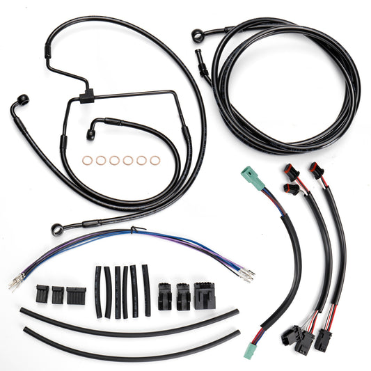 12/14/16 Inches Extended Handlebar Cable Set NO ABS for 2014-2015 Road King/Electra Glide/Street Glide/Road Glide Models Brake Line Hydraulic Clutch Cable Extension, Chrome