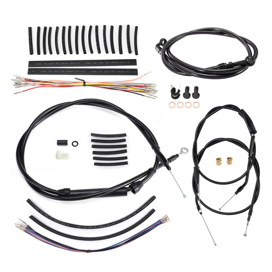 TIGERSGATE 12"/14"/16" Sportster Handlebar Extended CAN-Bus & Front Turn Signal Wiring Harness & Brake Line & Clutch Cable & Throttle/Idle Cables Kit for 2004-2006 Harley Non-ABS Sportster XL Models