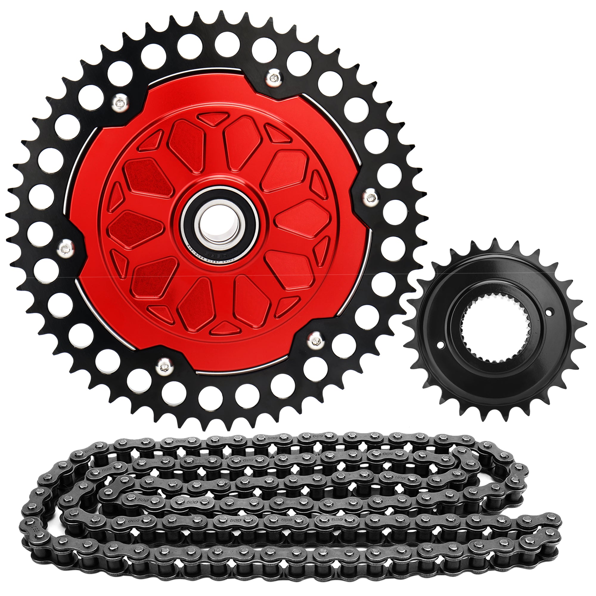 2009-up Touring Belt Drive to Chain Drive Conversion Kit, 25+53 Tooth Sprocket 120 Chain Drive Transmission for Harley Twin Cam M8 Road Glide Road King Street Glide Electra Glide, Black