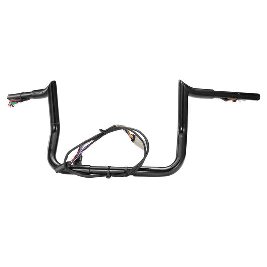 12"/14" Rise 2008-2013 Street Glide Handlebars Ape Hangers with CAN-Bus/TBW/Heated Grips Wire 1.25" Fat Meathook Miter Cut for 2008-2013 Harley Street Glide/Electra Glide/Ultra Limited