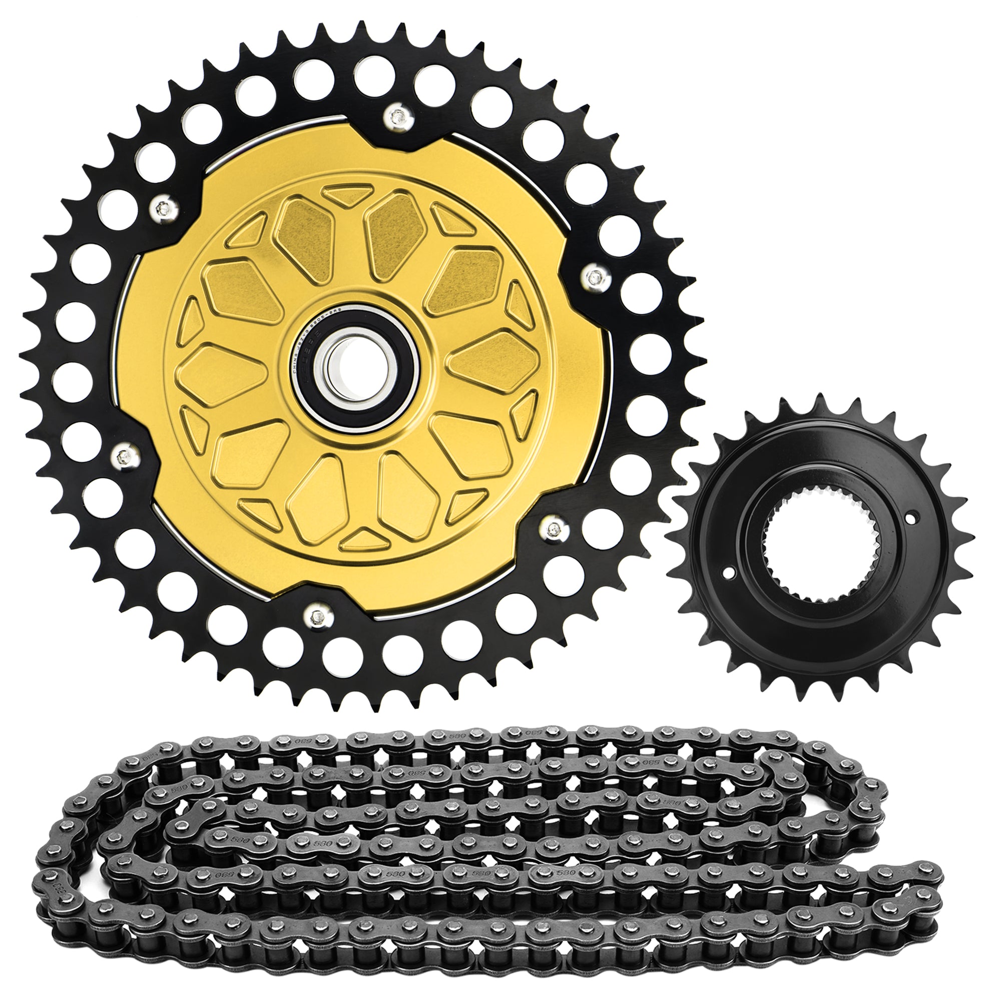 2009-up Touring Belt Drive to Chain Drive Conversion Kit, 25+53 Tooth Sprocket 120 Chain Drive Transmission for Harley Twin Cam M8 Road Glide Road King Street Glide Electra Glide, Black