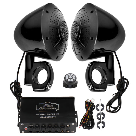 1000W 4-Channel 4" Motorcycle Bluetooth Amplifier & Speakers Full Range IP67 Waterproof Micro Stereo Audio Amp System for Harley ATV UTV Boat Custom Touring Cruiser