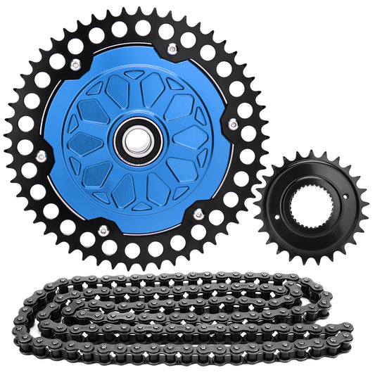 2009-up Touring Belt Drive to Chain Drive Conversion Kit, 25+53 Tooth Sprocket 120 Chain Drive Transmission for Harley Twin Cam M8 Road Glide Road King Street Glide Electra Glide, Black