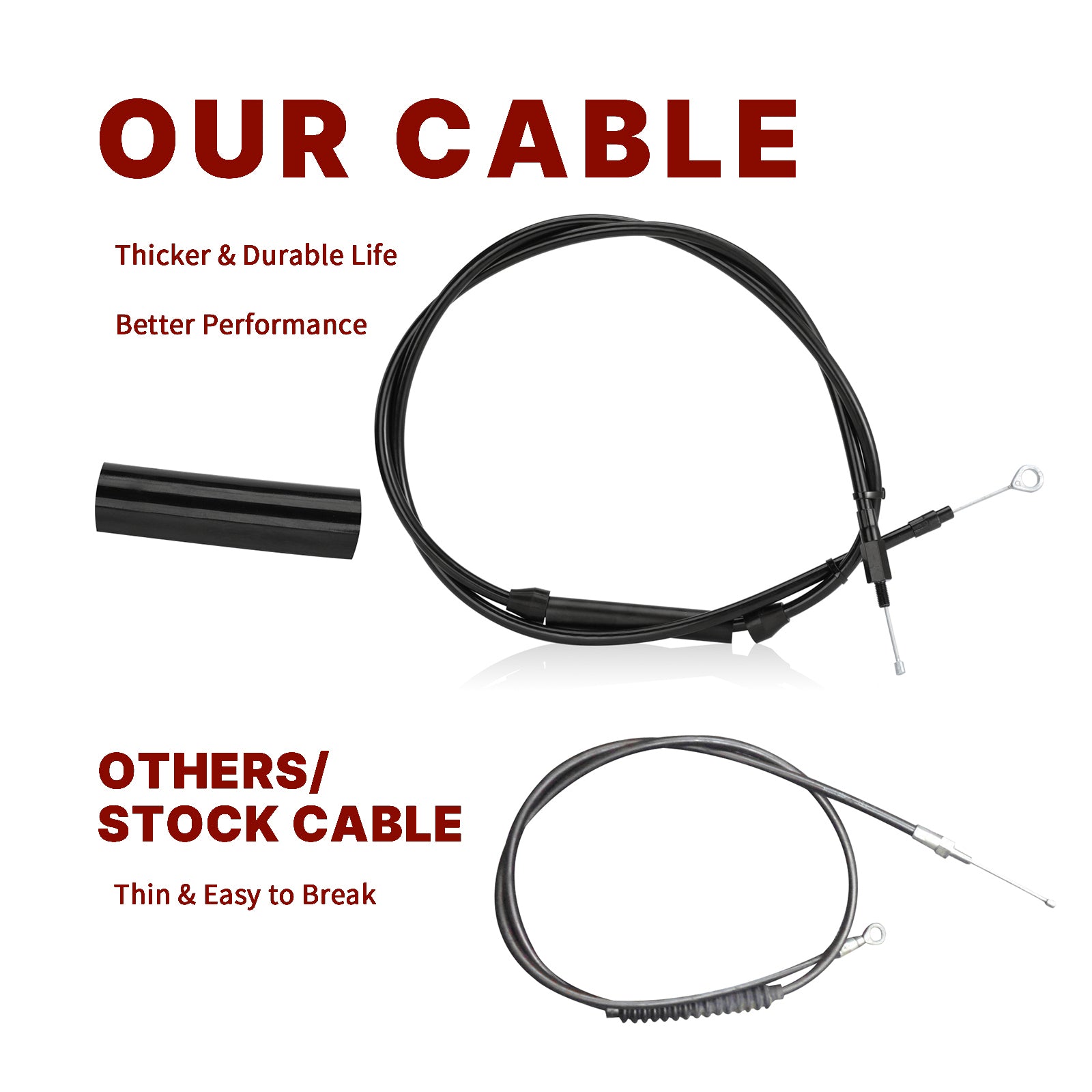 Extended Clutch Cable for 1986-Up Harley Sportster & 1987-2006 Harley Big Twin Models