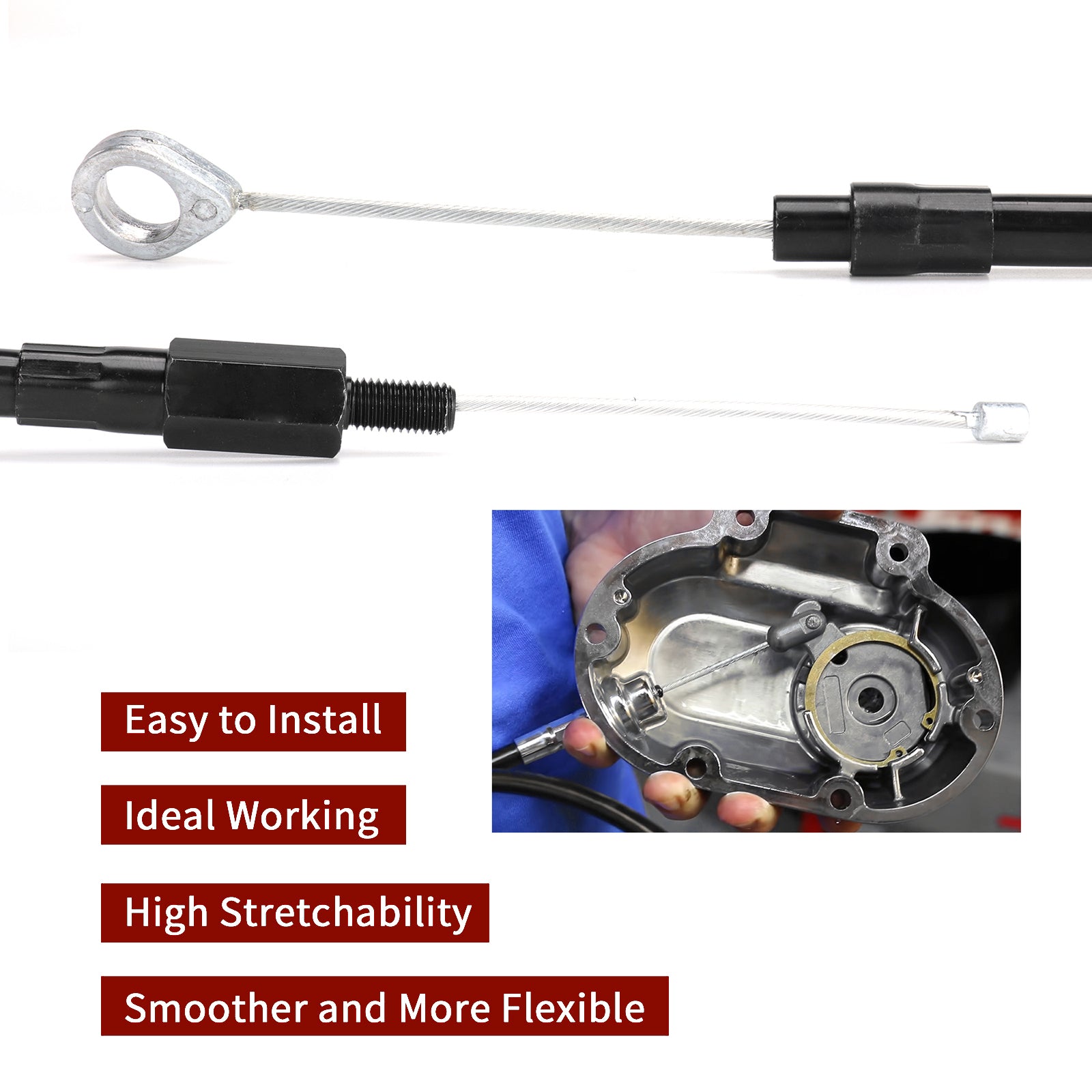 Extended Clutch Cable for 1986-Up Harley Sportster & 1987-2006 Harley Big Twin Models