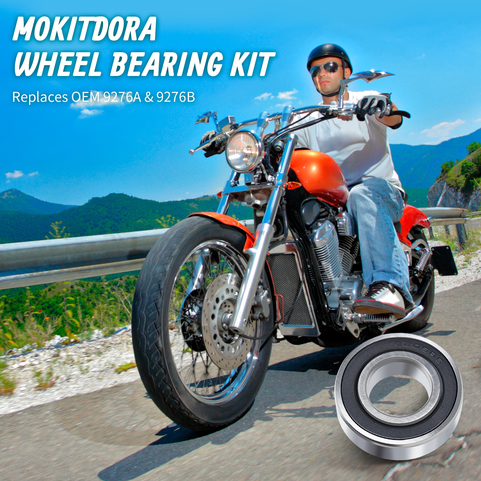 MoKitDora 25mm Rear Wheel Bearing Kit for Harley Touring 2009-2019 Street Electra Glide Road King Road Glide FLHR FLTR FLHT FLHX Non-ABS