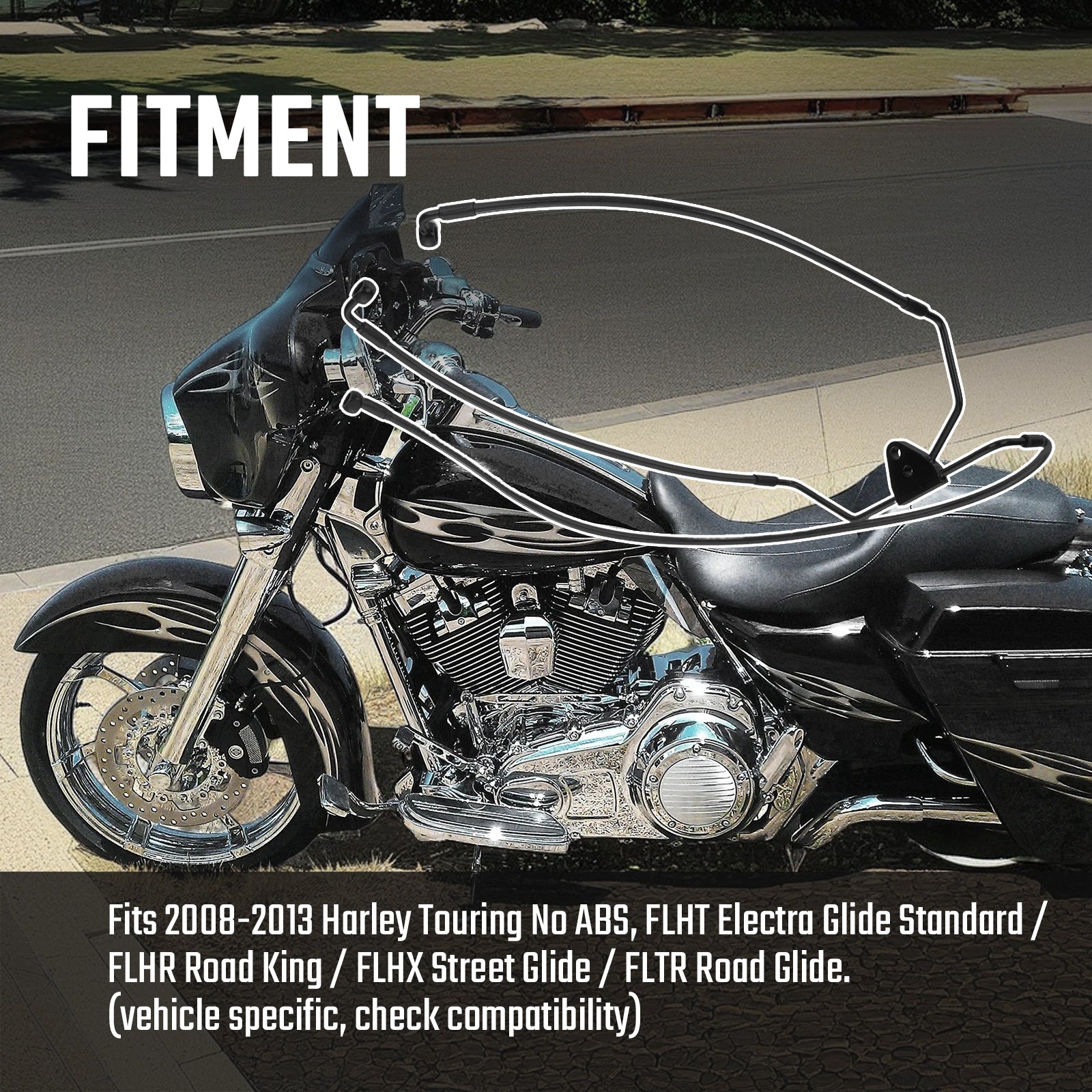 MoKitDora Touring Front Brake Lines Extended Brake Cable Oil Hose for 10