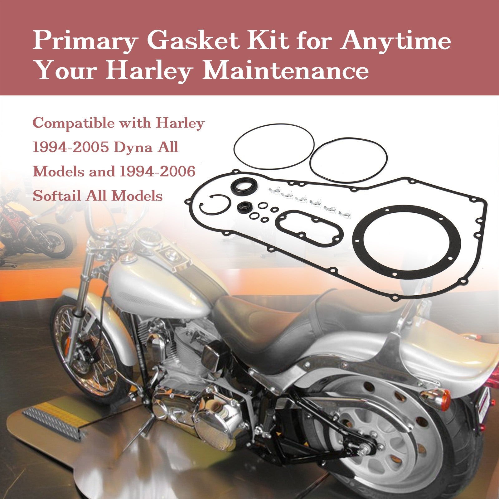 1994-2006 Softail & Dyna Primary Cover Gasket Kit Clutch Seal for Harley 1994-2005 Dyna & 1994-2006 Softail All Models