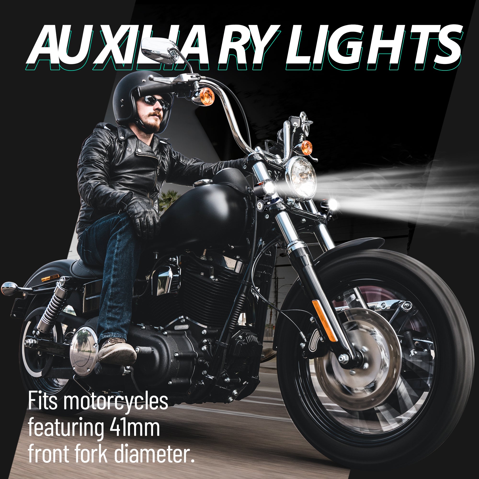 MoKitDora Harley Motorcycle Auxiliary Light Kit Driving Spotlights Fog Light with Mount Brackets Wire Harness Waterproof 72W for 41MM Front Fork