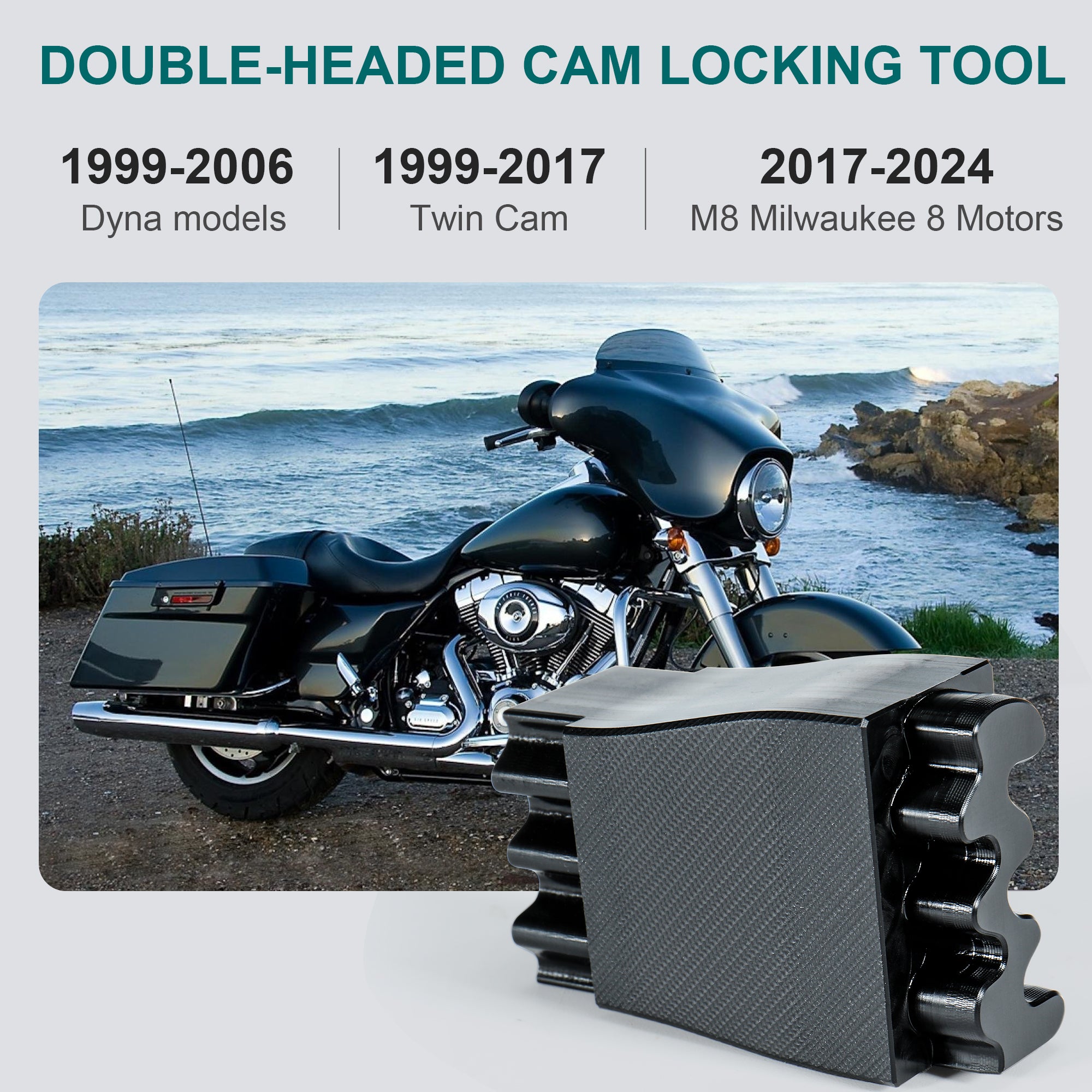 MoKitDora Double-Headed Cam Locking Tool Compatible with Harley Twin Cam 1999-2017, M8 Milwaukee 8 Motors 2017-2024, Dyna 1999-2006 Models