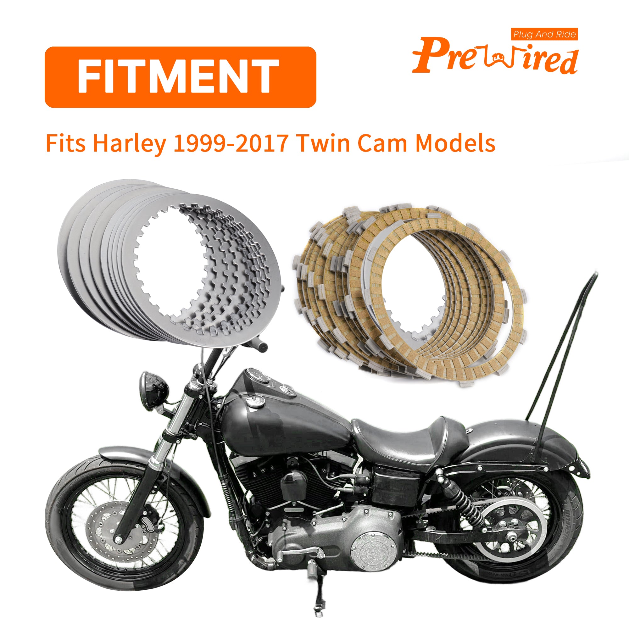Twin Cam Extra Clutch Friction Steel Plates 19pcs Clutch Kit Compatible with Harley 1999-2017 Softail Dyna Touring Trike Models,1998-1999 Evolution 1340