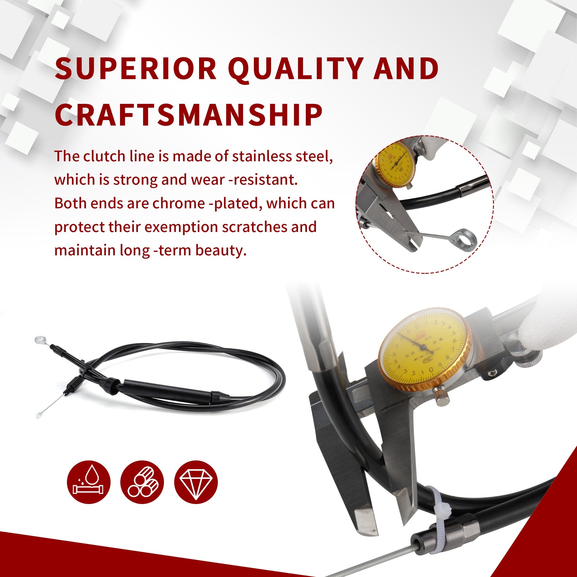 Extended Length Clutch Cable Compatible for 2007-2016 Harley Touring & Softail & Dyna and 18-up softail & 2020-up Touring