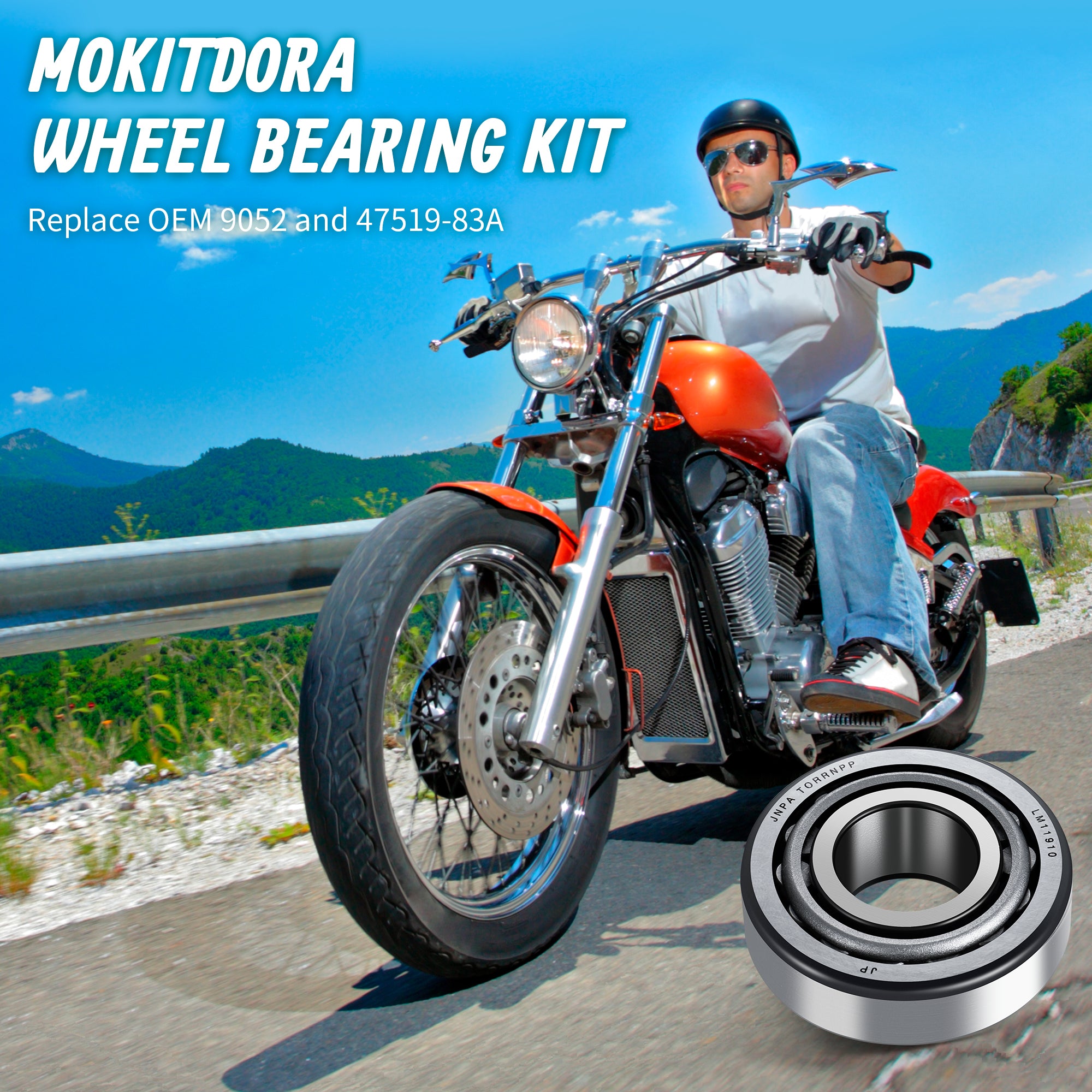 MoKitDora Wheel Bearings Harley Sportster Front Bearing Seal Kit for 1977-1999 883 1200 XL Low Rider Sport Glide Non-ABS