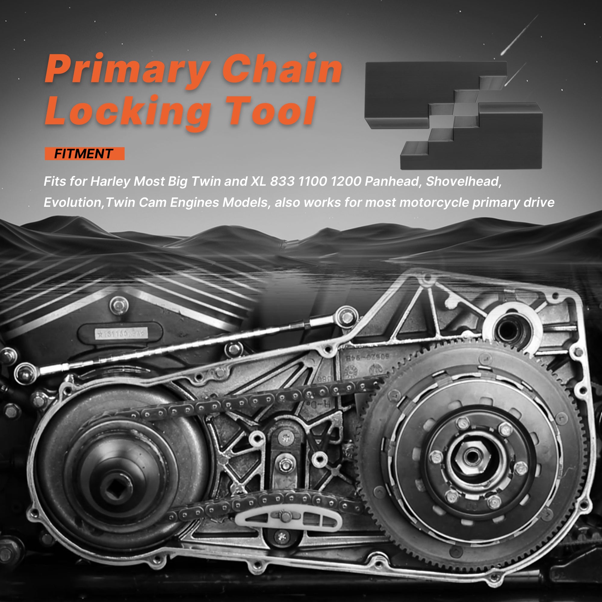 Primary Drive Locking Tools 2pcs Motorcycle Transmissions Chains Locking Tool Universal, Perfect for All Big Twin and XL