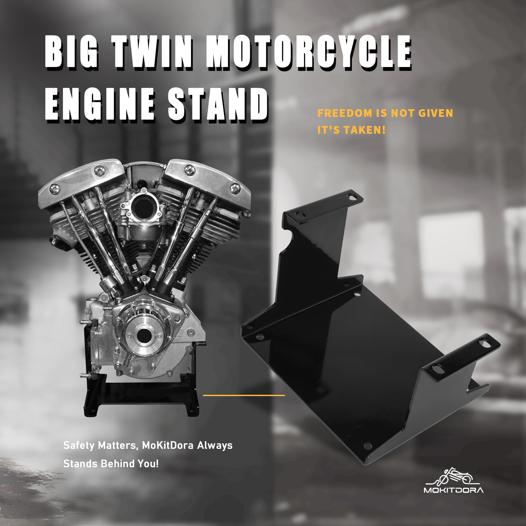 MoKitDora Big Twin Engine Stand Compatible with 1936-1999 Harley Big Twin Engine Knucklehead Panhead Shovelhead and Evo