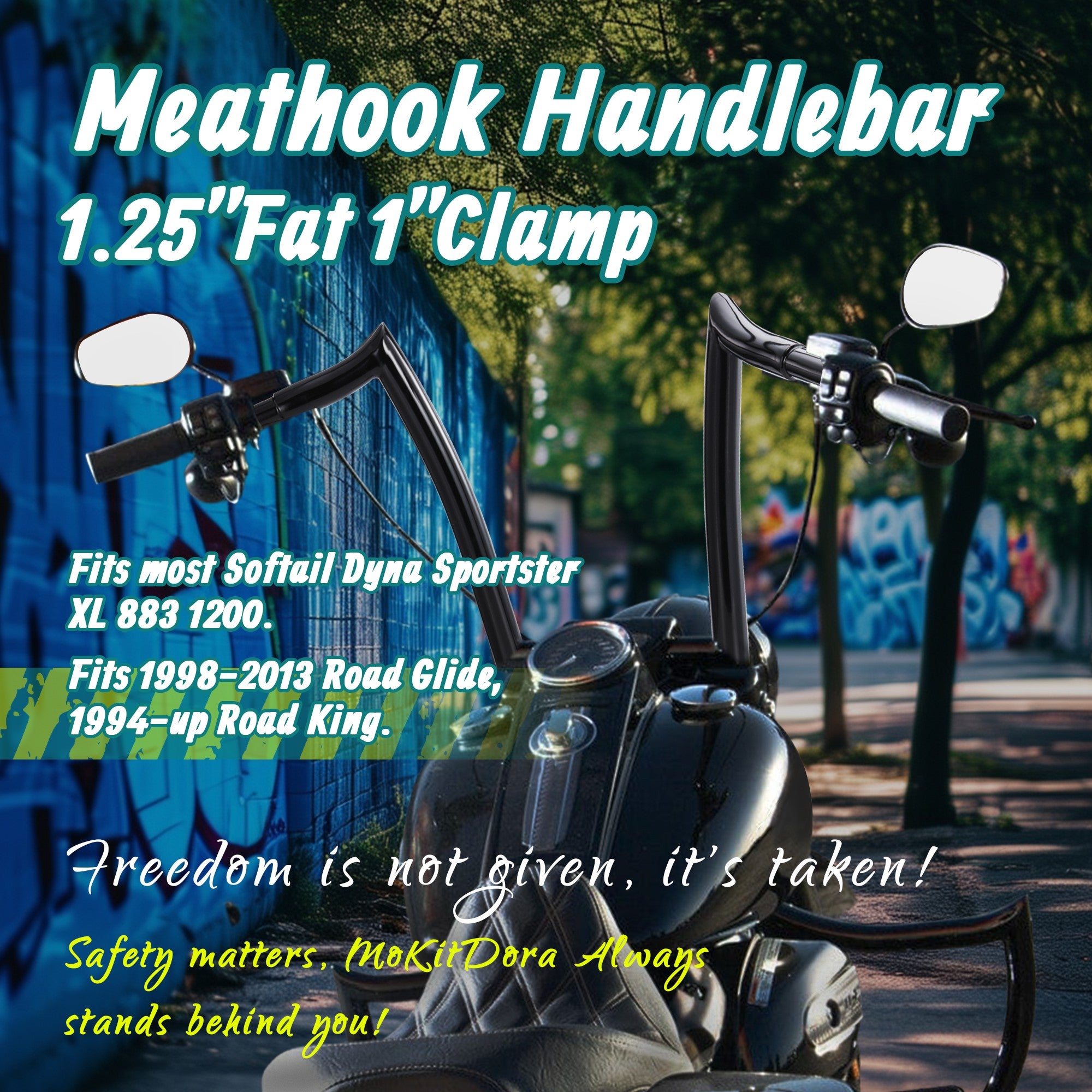 Sportster Dyna Softail 10” Rise Ape Hangers 1.25” Fat 1