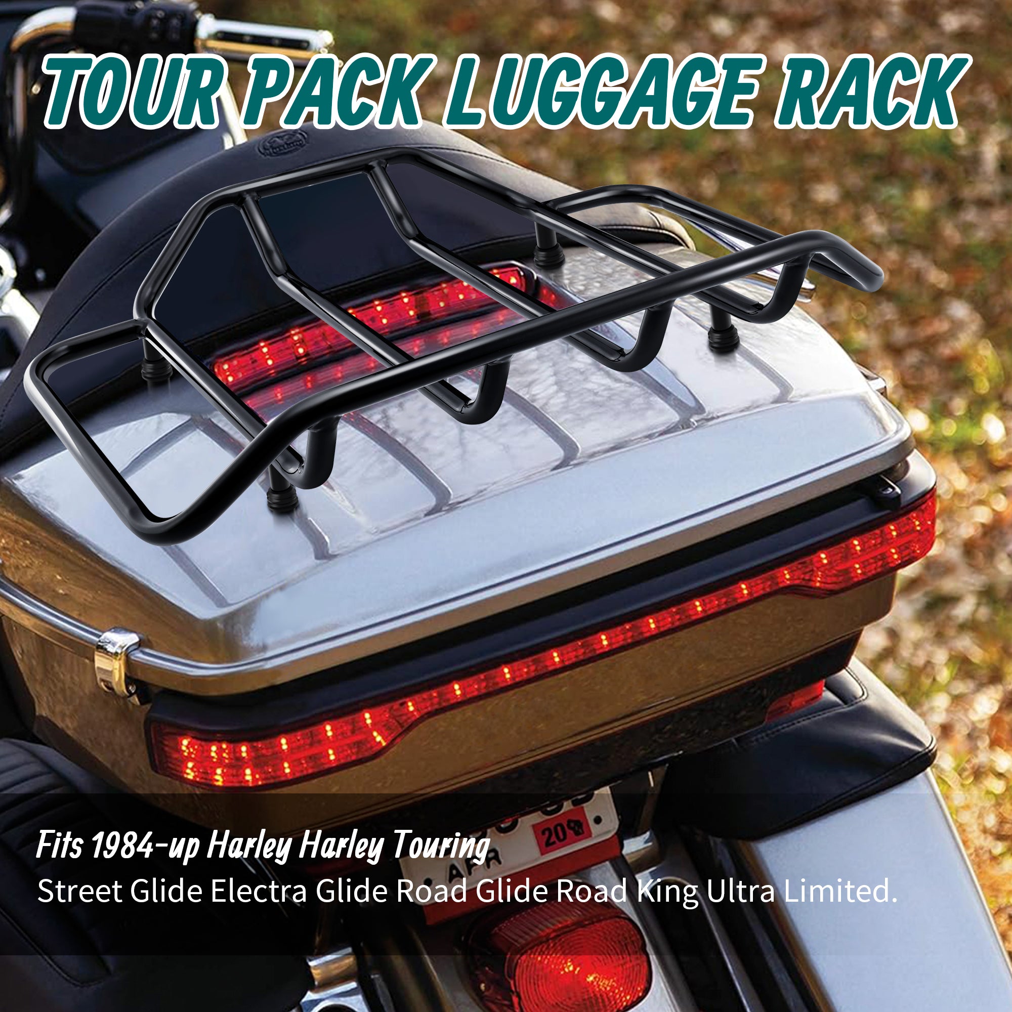 MoKitDora Tour Pack Luggage Rack Trunk Top Rack Compatible with Harley 1984-up Touring CVO Street Electra Road Glide King Ultra Limited