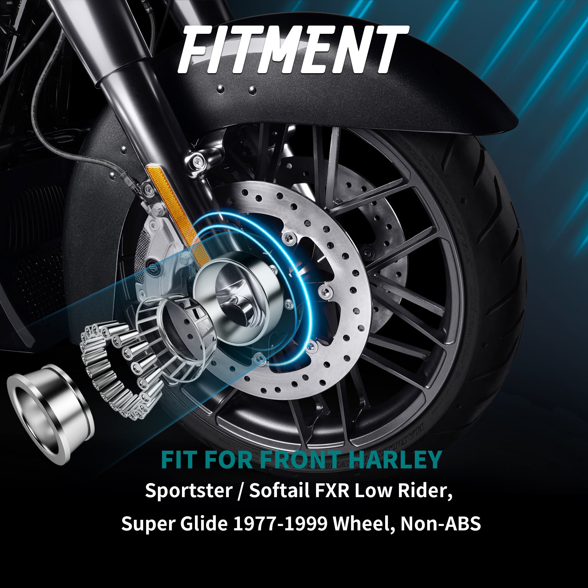 MoKitDora Wheel Bearings Harley Sportster Front Bearing Seal Kit for 1977-1999 883 1200 XL Low Rider Sport Glide Non-ABS