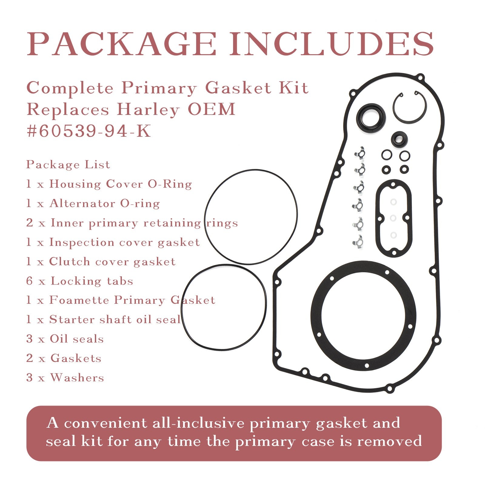 1994-2006 Softail & Dyna Primary Cover Gasket Kit Clutch Seal for Harley 1994-2005 Dyna & 1994-2006 Softail All Models