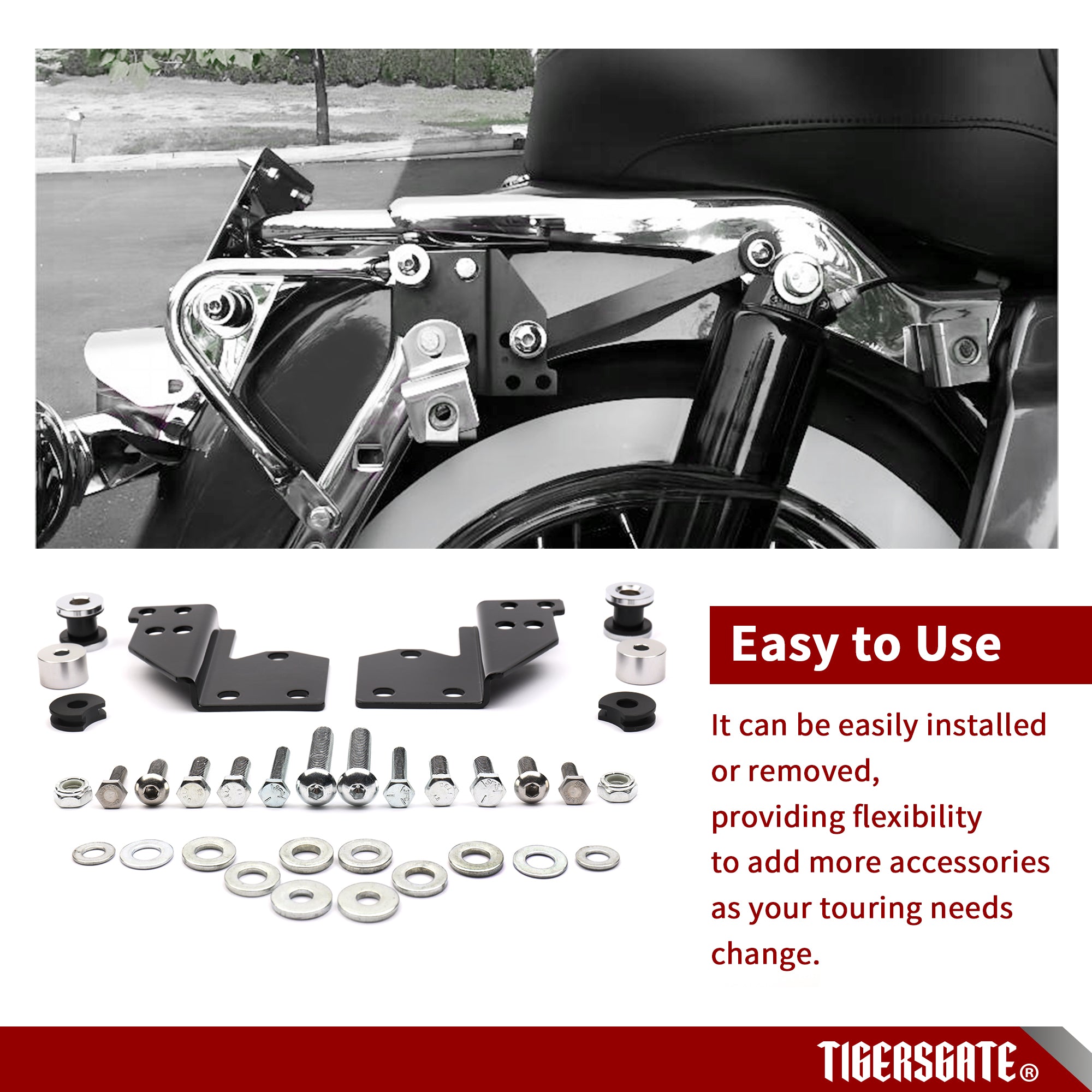 Black Detachable Motorcycle Front Docking Hardware Kit Compatible with Harley Touring 1997-2008,Road King, Road Glide, Street Glide & Electra Glide