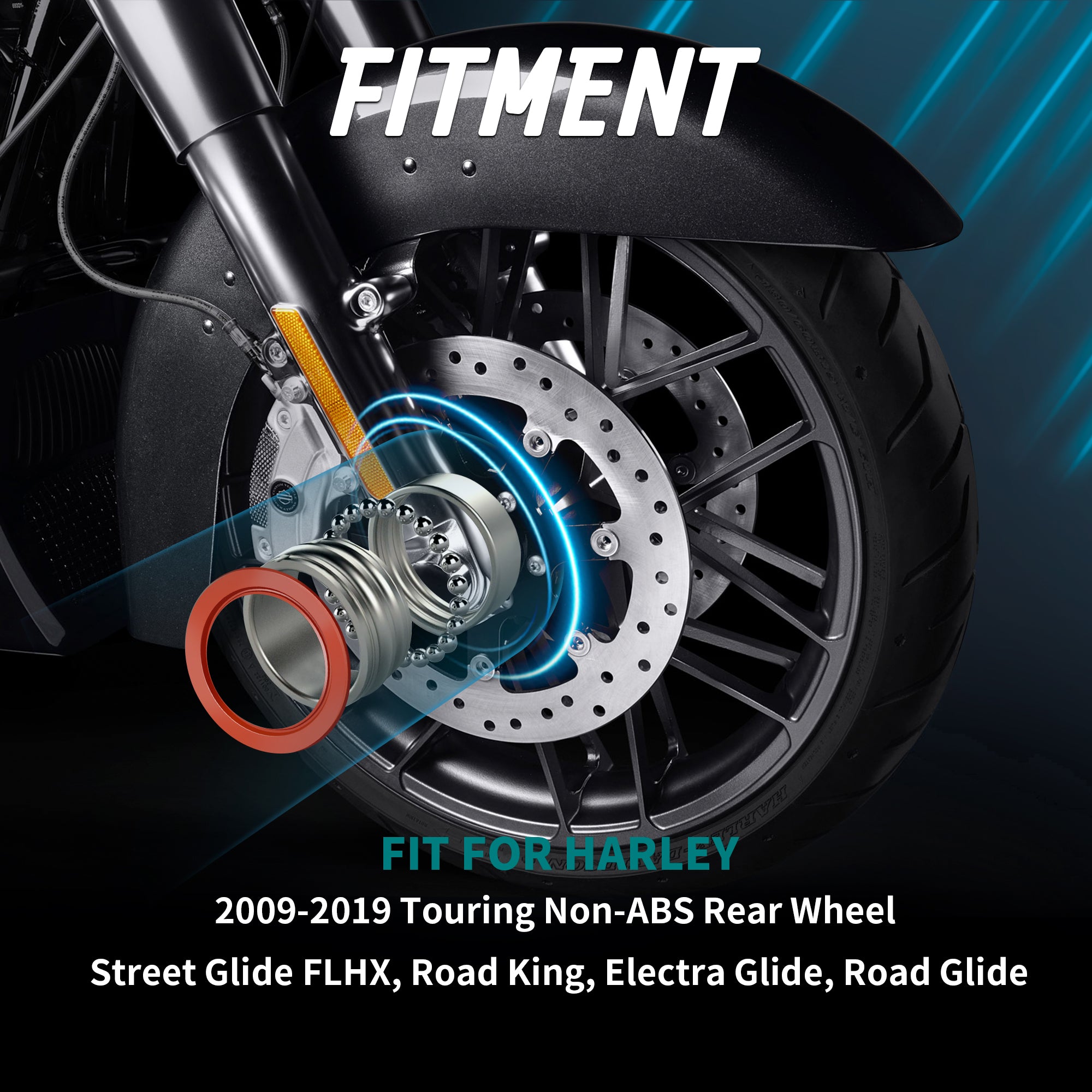 MoKitDora 25mm Rear Wheel Bearing Kit for Harley Touring 2009-2019 Street Electra Glide Road King Road Glide FLHR FLTR FLHT FLHX Non-ABS