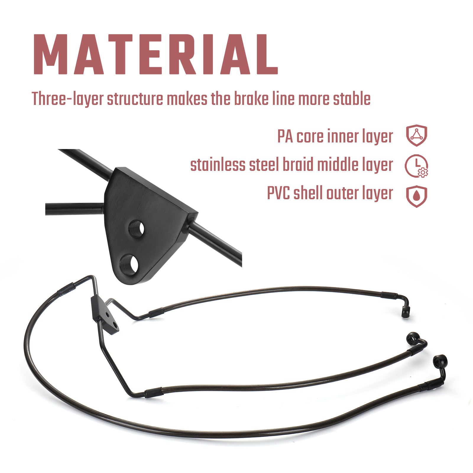 MoKitDora Touring Front Brake Lines Extended Brake Cable Oil Hose for 10