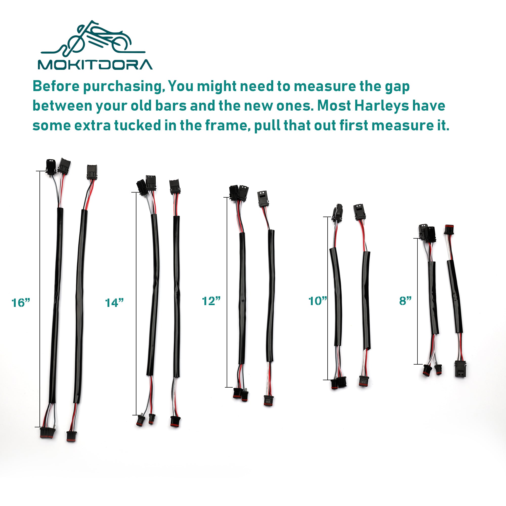 MoKitDora Handlebar Extended Wire Harness CAN-Bus Switch Wiring for Harley Softail Touring Dyna Sportster Models