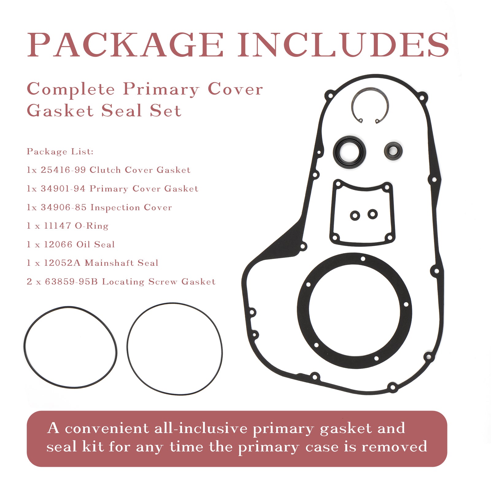 1999-2006 Twin Cam Touring Primary Cover Gasket Clutch Inspection Seal Set for Harley 1999-2006 Twin Cam Street Glide/Electra Glide FLHT/Road Glide FLTR/Road King FLHR Models