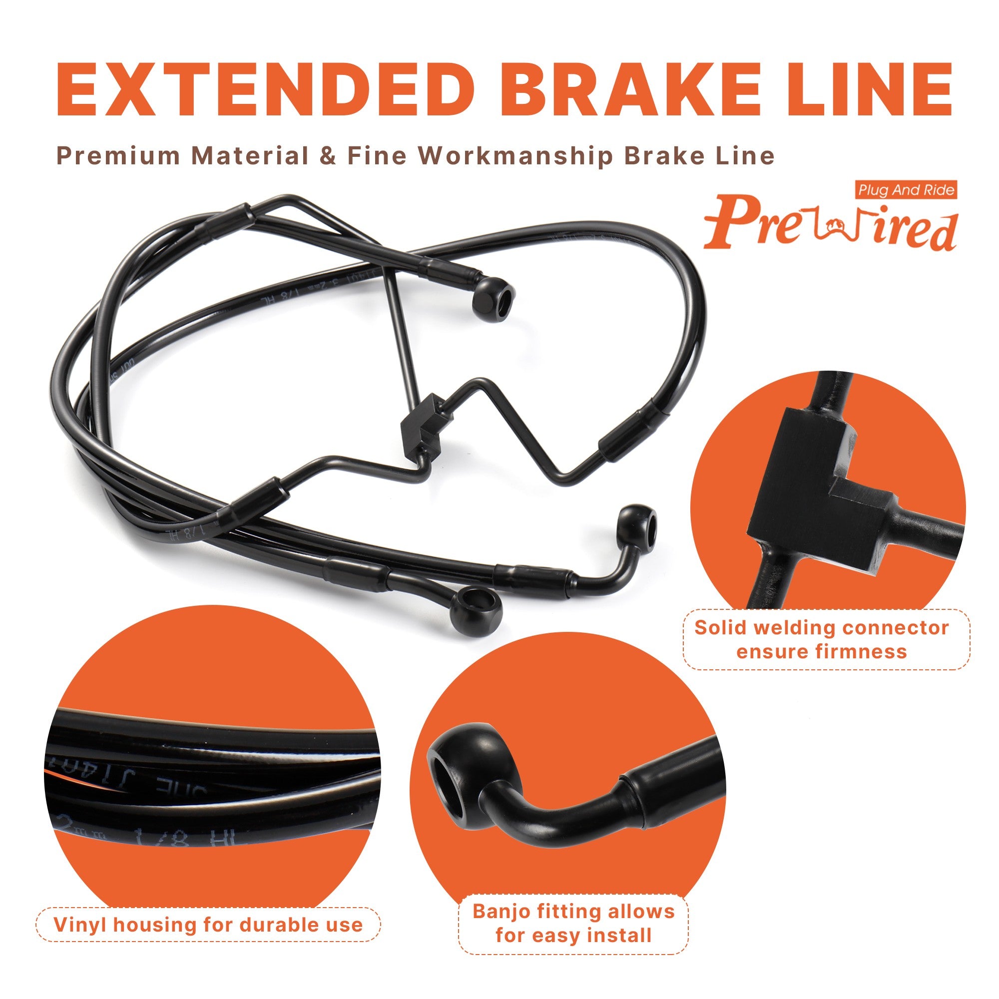 12/14/16 Inches Extended Handlebar Cable Set NO ABS for 2014-2015 Road King/Electra Glide/Street Glide/Road Glide Models Brake Line Hydraulic Clutch Cable Extension, Chrome