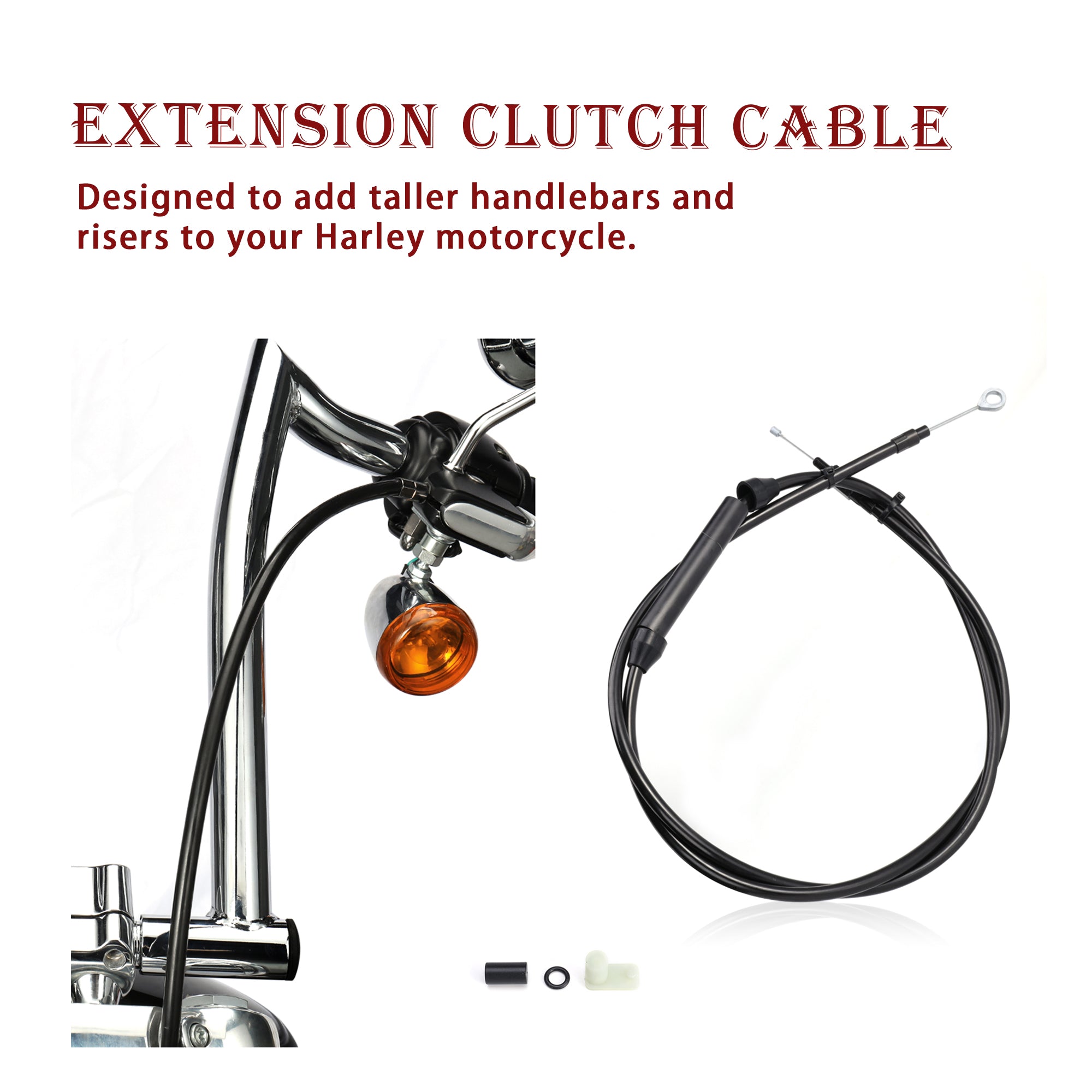 Extended Clutch Cable for 1986-Up Harley Sportster & 1987-2006 Harley Big Twin Models