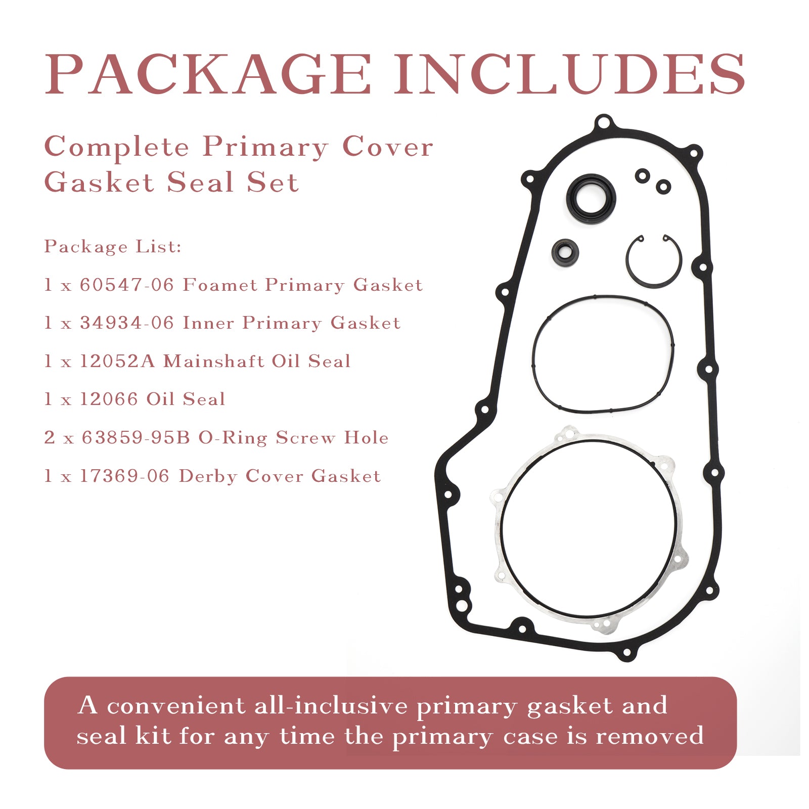 2006-2017 Softail & Dyna Primary Gasket Kit Clutch Cover Seal for Harley 2007-2017 Softail and 2006-2017 Dyna FXD Models