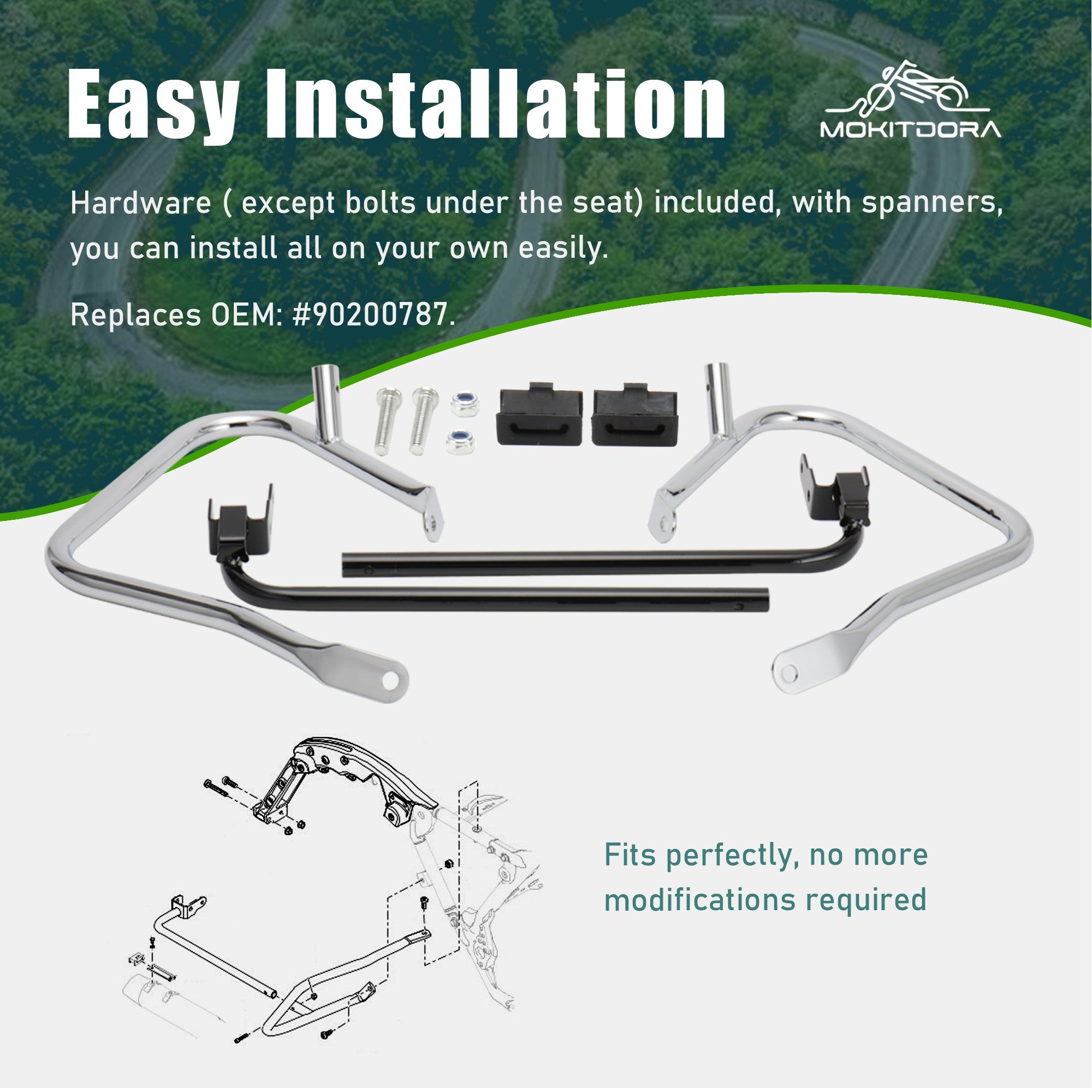 MoKitDora Touring Rear Saddlebag Bracket Guard Bars Compatible with 2014-up Harley Street Road Electra Glide Road King, Black