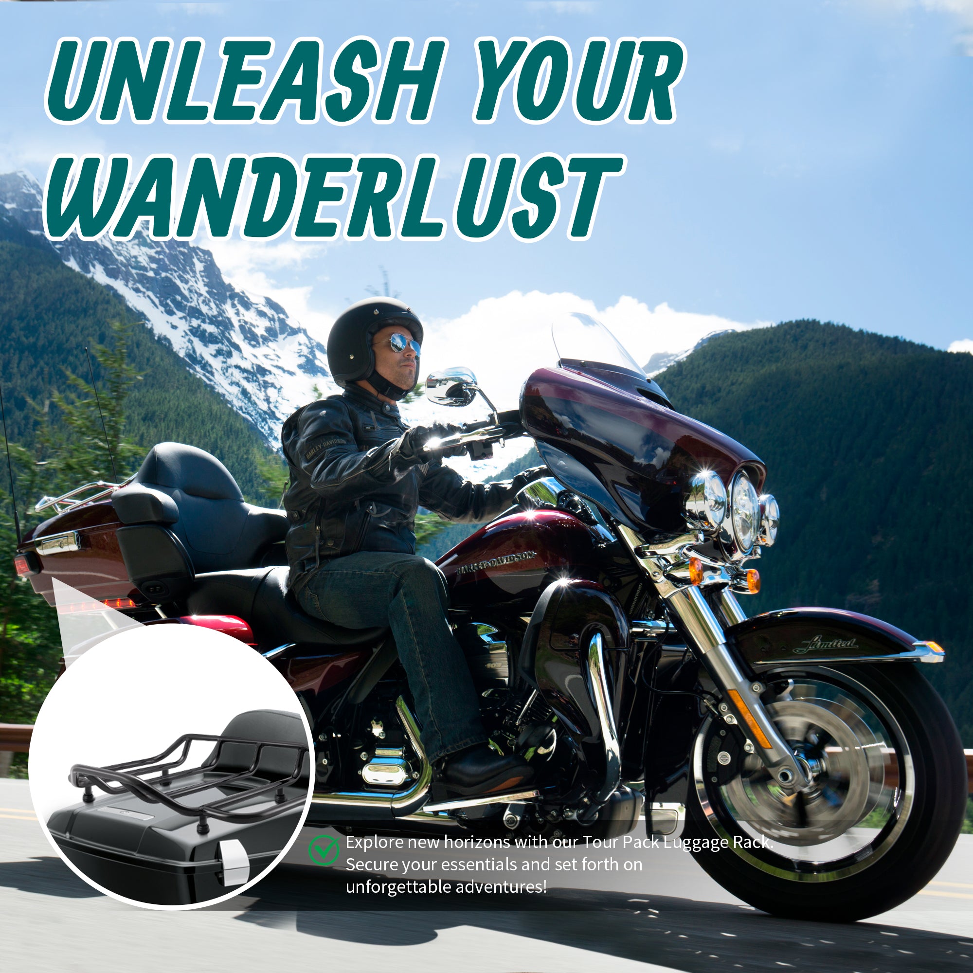 MoKitDora Tour Pack Luggage Rack Trunk Top Rack Compatible with Harley 1984-up Touring CVO Street Electra Road Glide King Ultra Limited