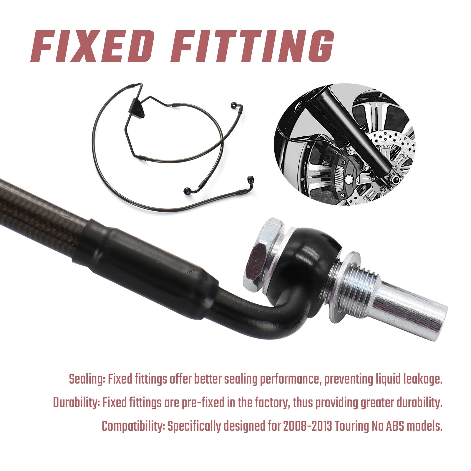 MoKitDora Touring Front Brake Lines Extended Brake Cable Oil Hose for 10