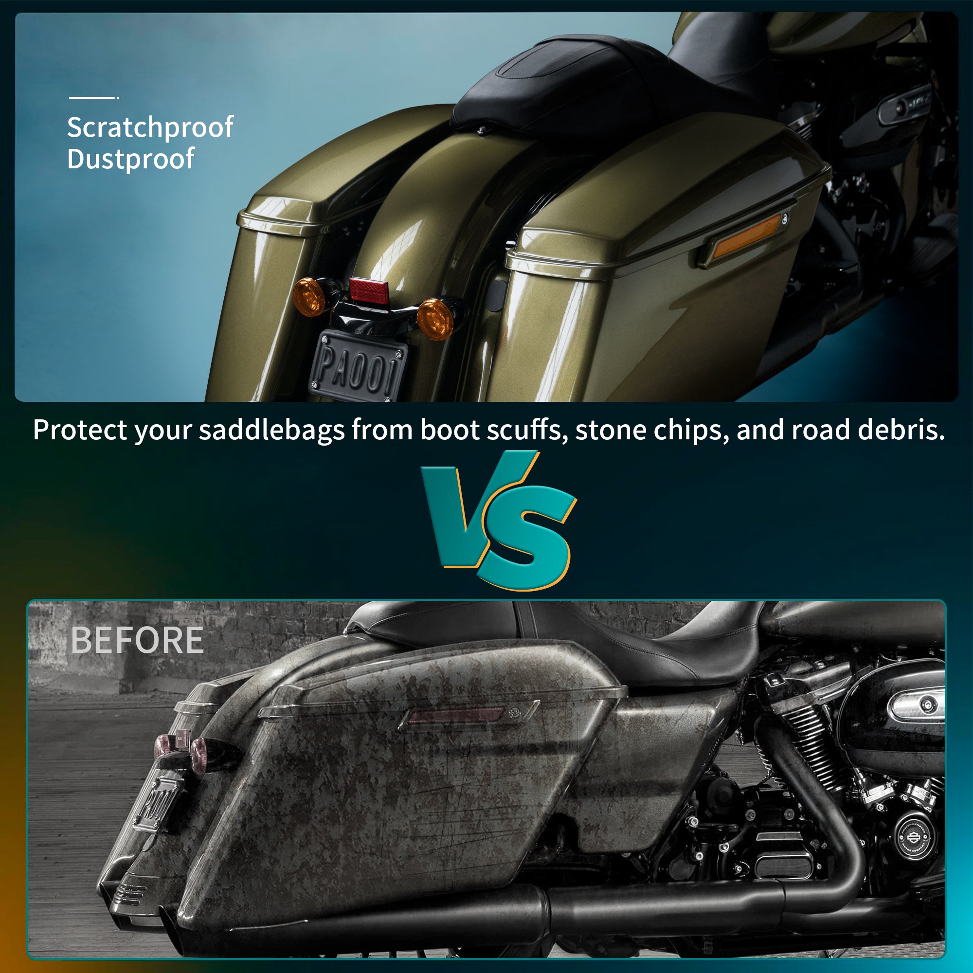 MoKitDora Saddlebag Lid Bra Covers Microfiber Leather Compatible with 2014-up Harley Touring FL Road King Road Glide Electra Glide Street Glide, Lattice Stitched