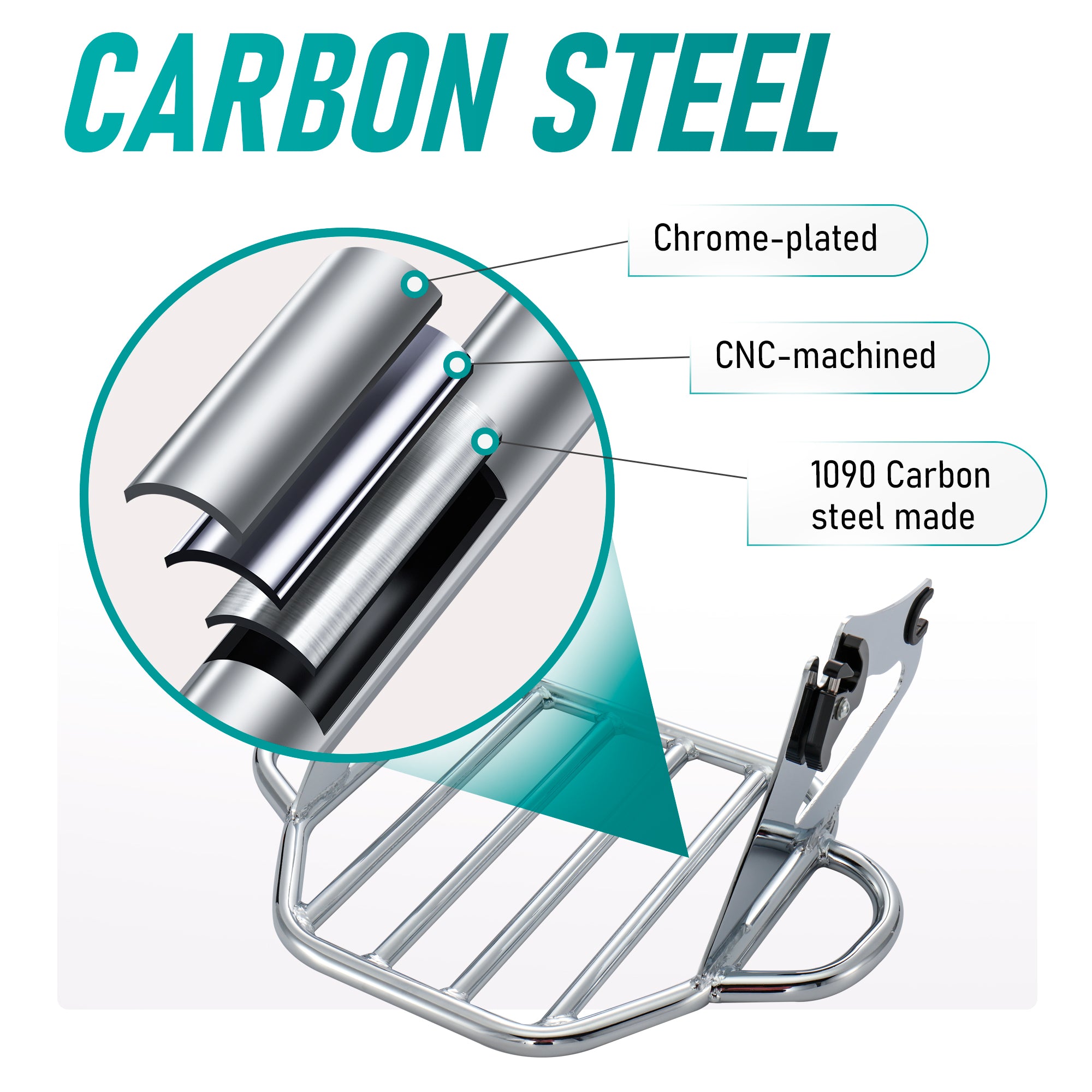 MoKitDora Detachable Two-Up Luggage Rack Rear Mounting Rack Compatible with Harley Touring Road King Road Glide Street Glide Electra Glide 2009-up, Black