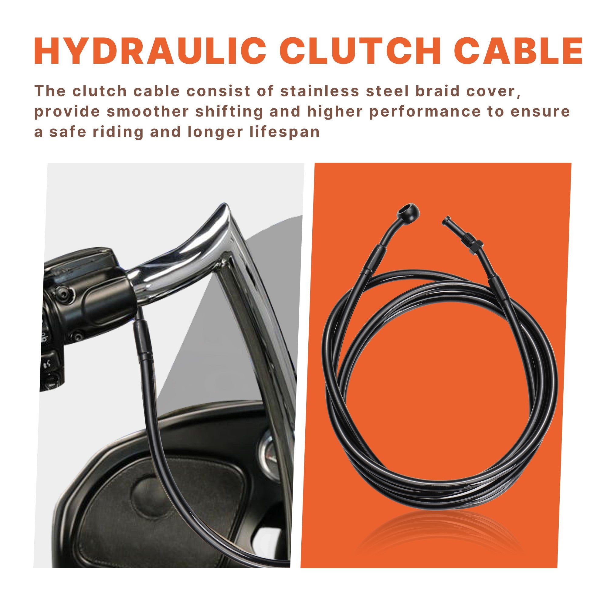 12/14/16 Inches Extended Handlebar Cable Set NO ABS for 2014-2015 Road King/Electra Glide/Street Glide/Road Glide Models Brake Line Hydraulic Clutch Cable Extension, Chrome