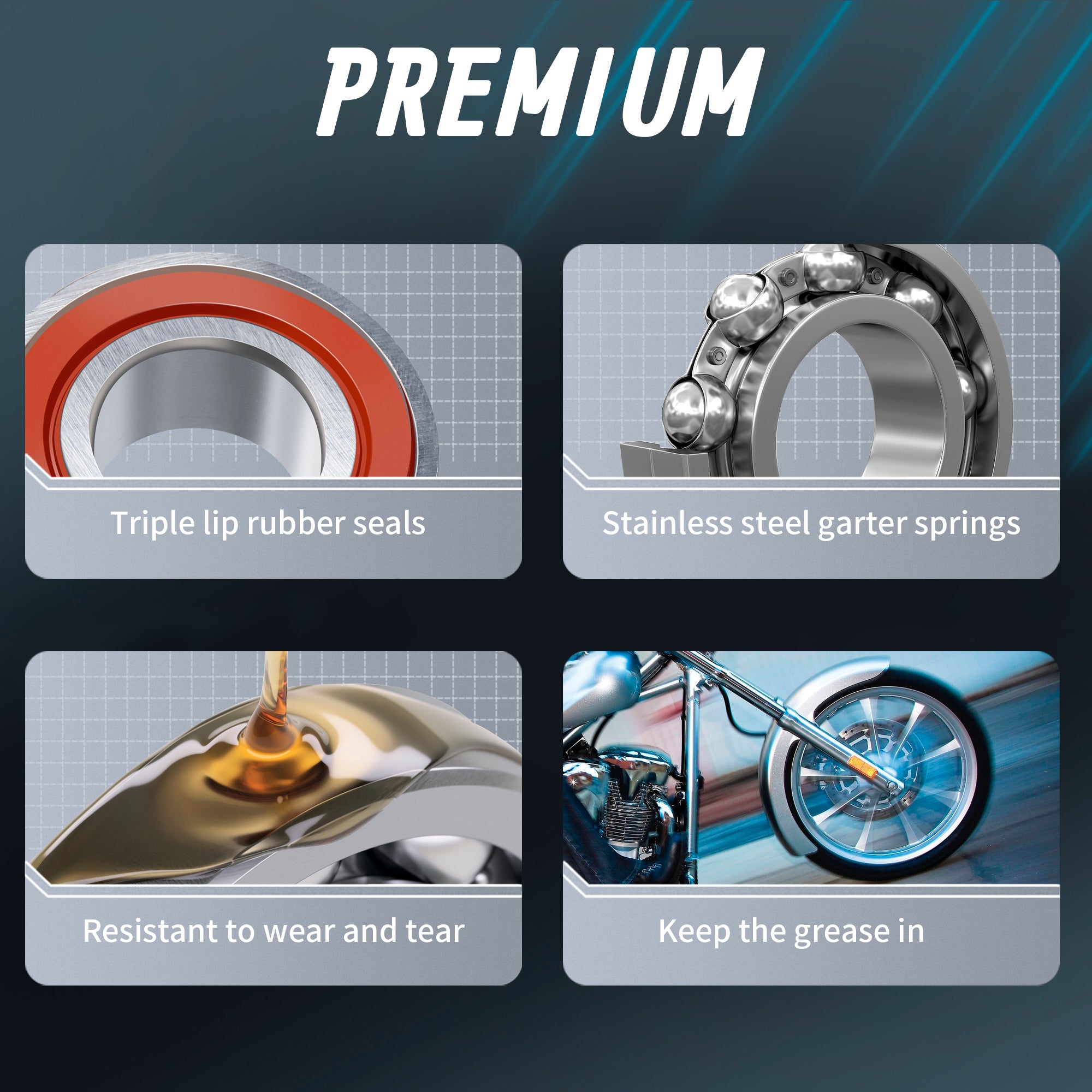 MoKitDora 25mm Rear Wheel Bearing Kit for Harley Touring 2009-2019 Street Electra Glide Road King Road Glide FLHR FLTR FLHT FLHX Non-ABS