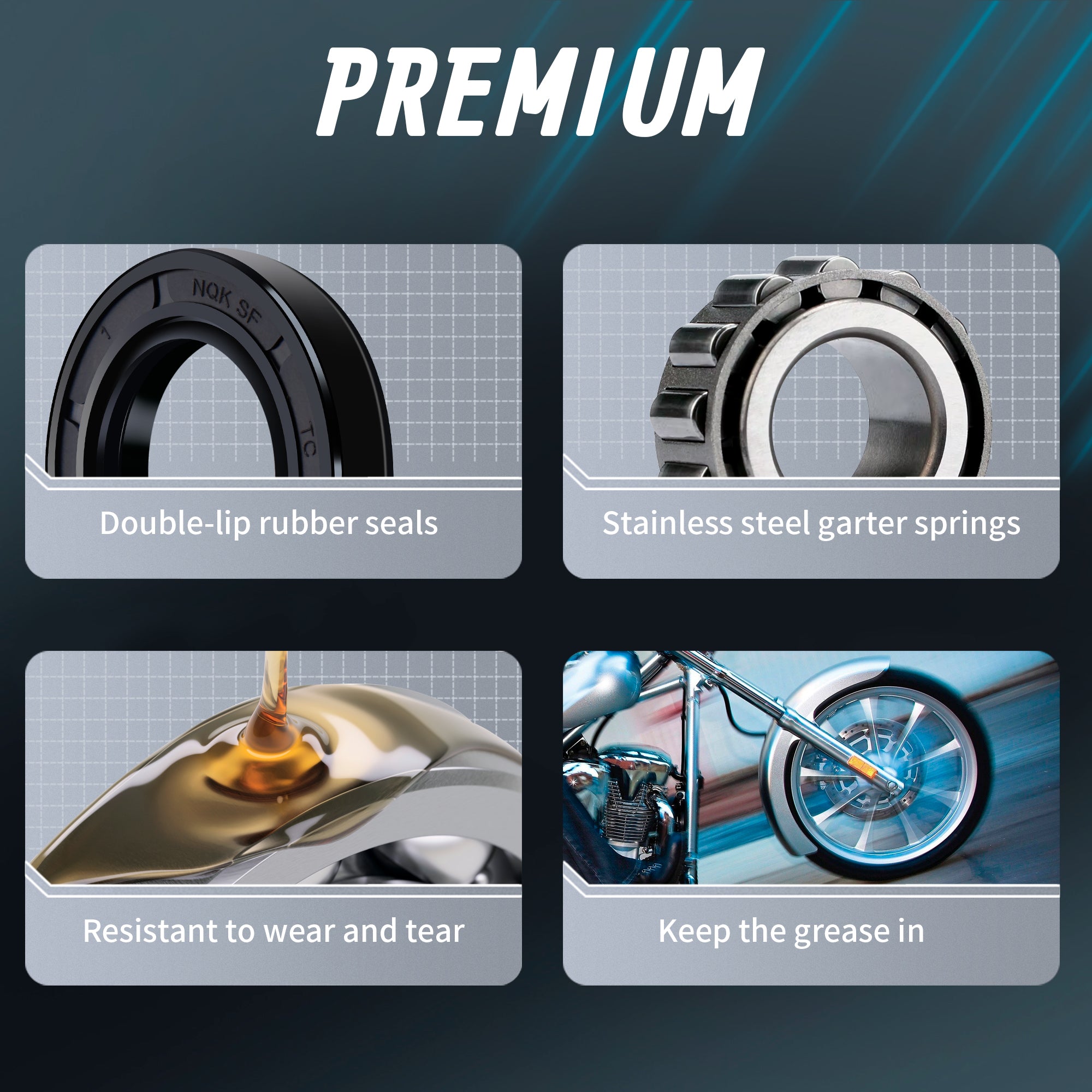 MoKitDora Wheel Bearings Harley Sportster Front Bearing Seal Kit for 1977-1999 883 1200 XL Low Rider Sport Glide Non-ABS