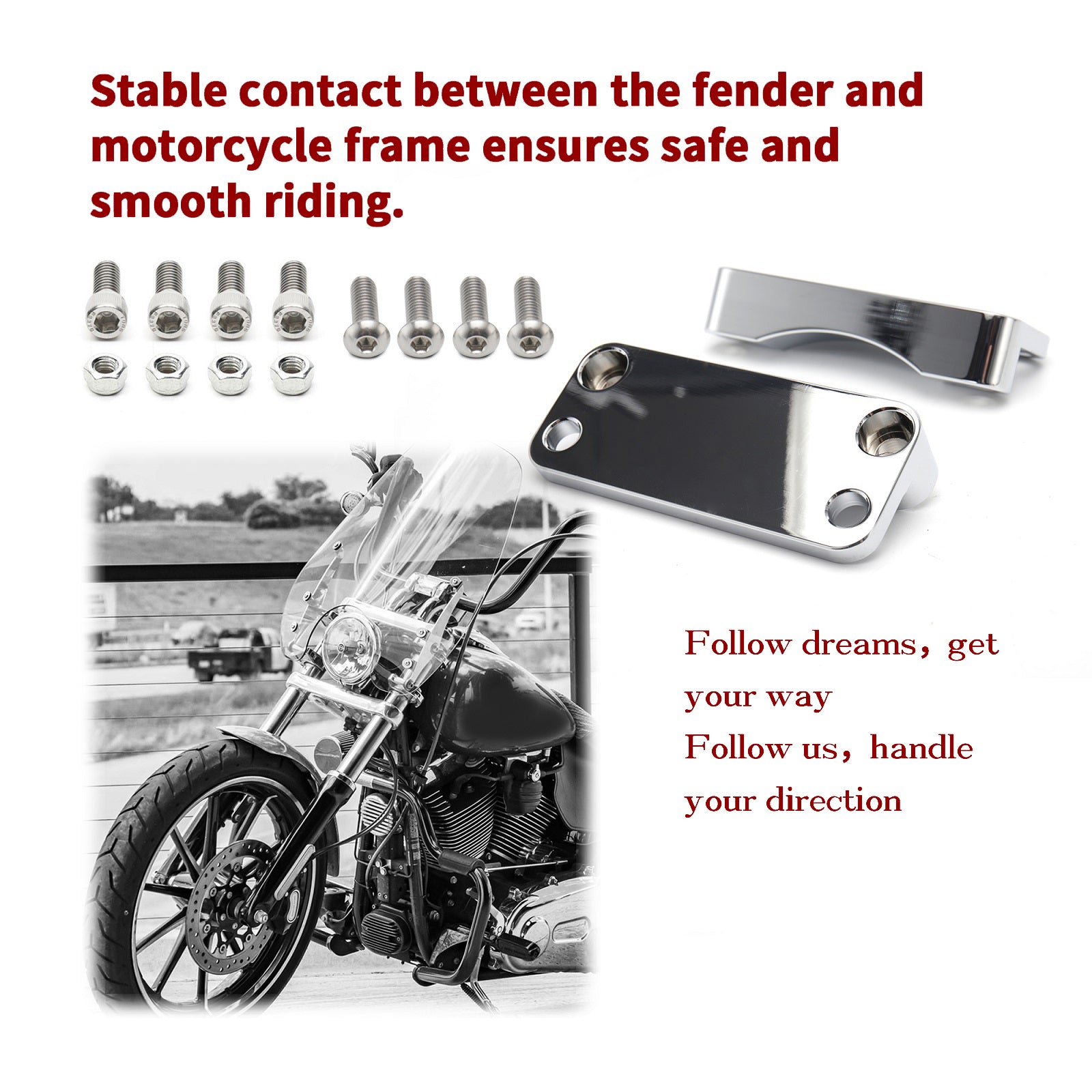 MokitDora Front Fender Spacer Bracket Relocator Kit 20mm Lift Riser Fits Harley Touring Road King Street Electra Glide FLHR FLHT 1993-2013 21