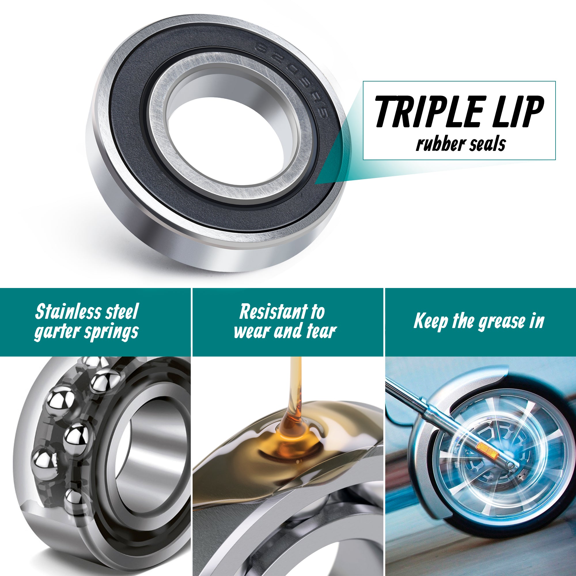 MoKitDora Wheel Bearings 25mm Touring Dyna Sportster Softails 9276 9252 Sealed Bearing Kit for Harley 2008-2024 Road Electra Street Glide Models Wheel & Trike V-Rods Wheels with ABS