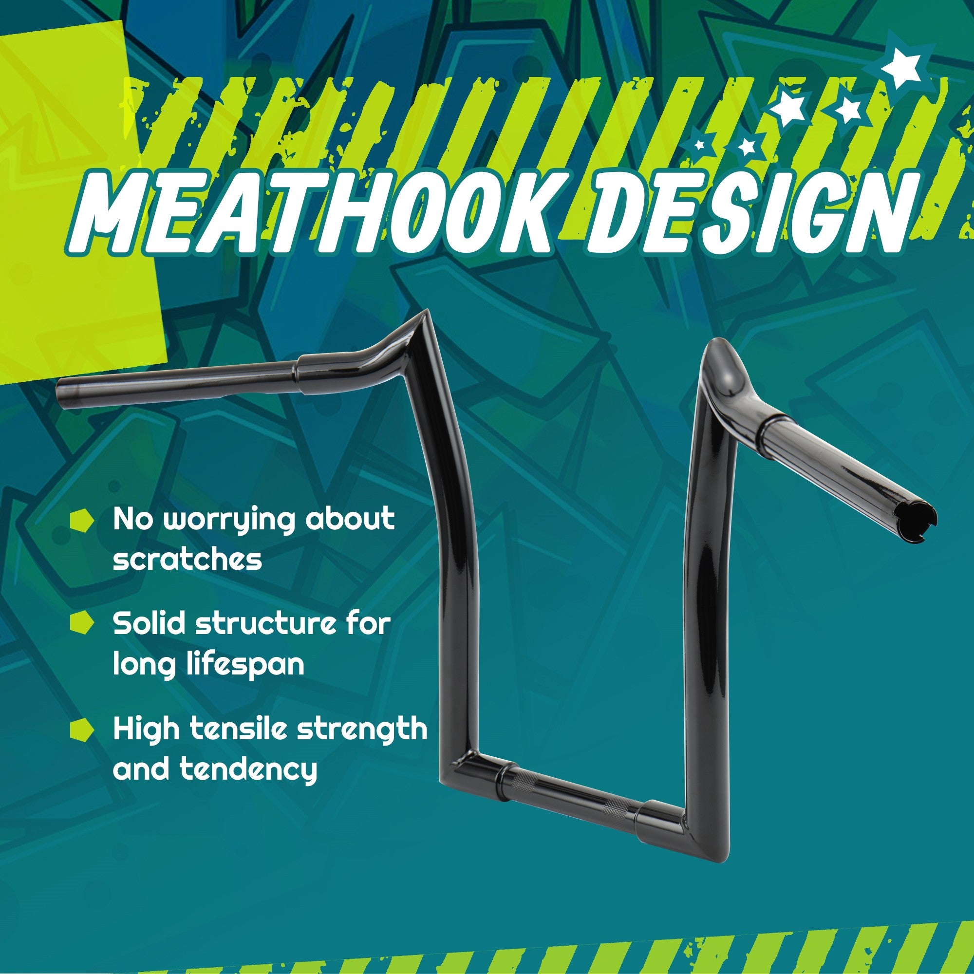 Sportster Dyna Softail 10” Rise Ape Hangers 1.25” Fat 1